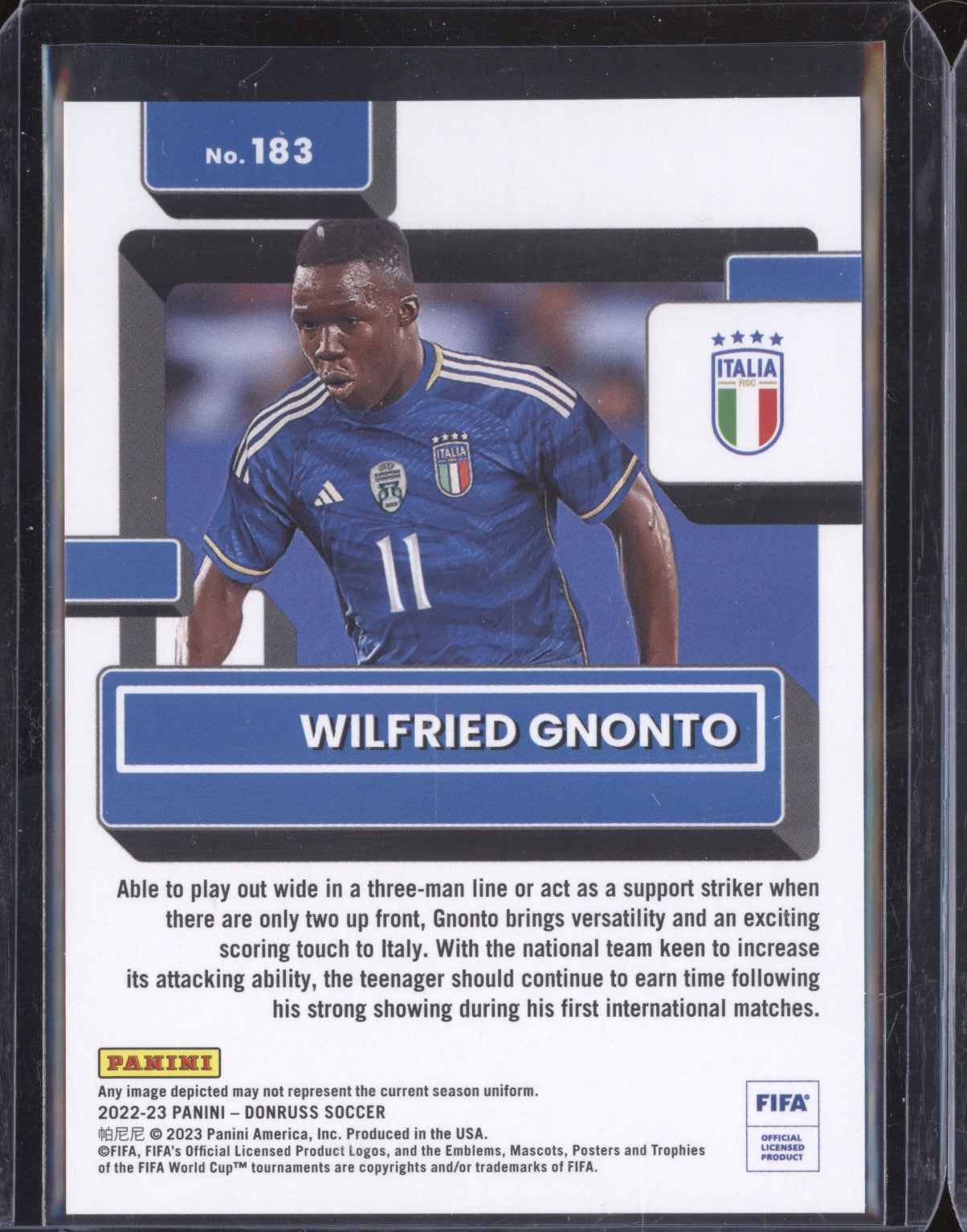 Wilfried Gnonto 2022-23 Panini Donruss Soccer 183 Silver RC 342/349
