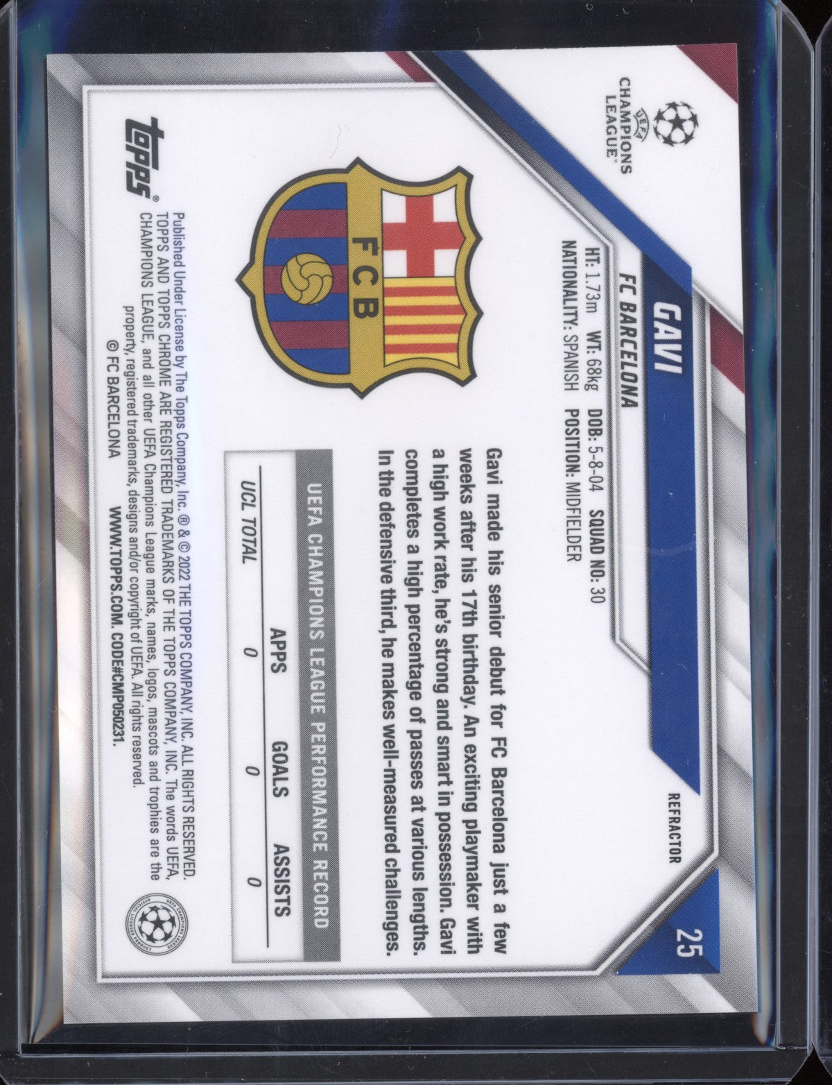Gavi 2021/22 Topps Chrome UEFA Champions League Refractor RC