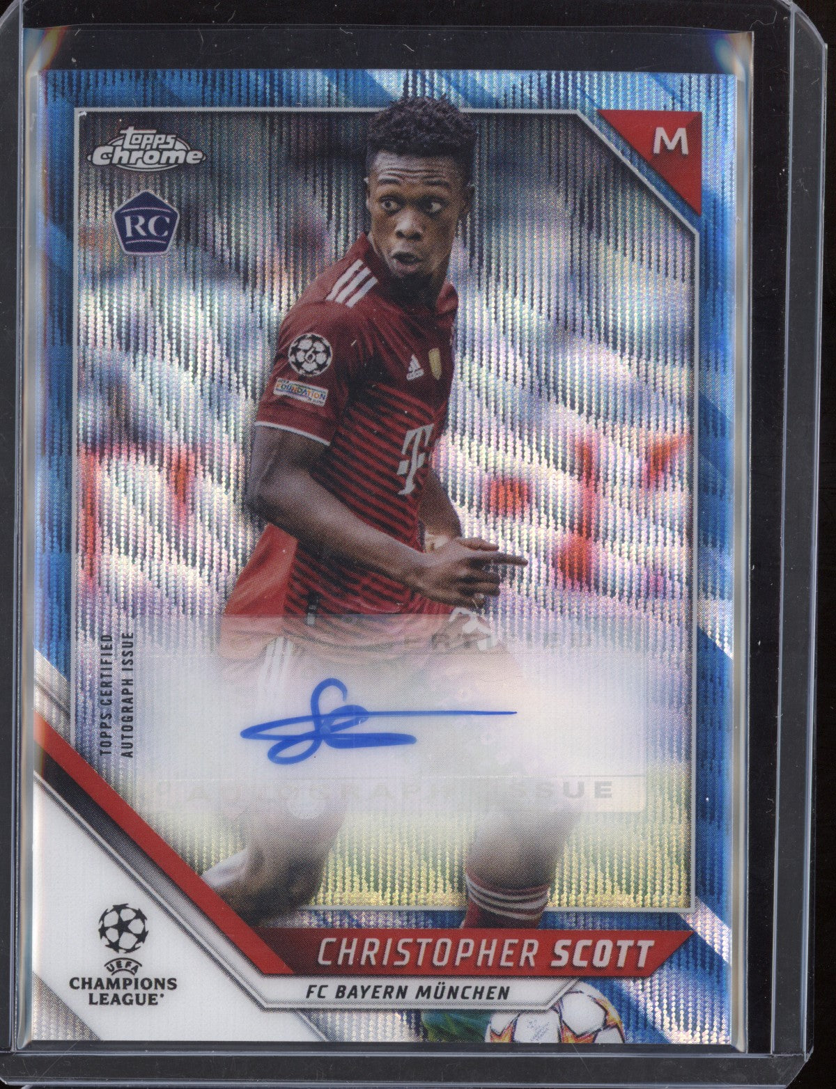 Christopher Scott 2021/22 Topps Chrome UEFA Champions League Blue Wave Auto RC 62/75