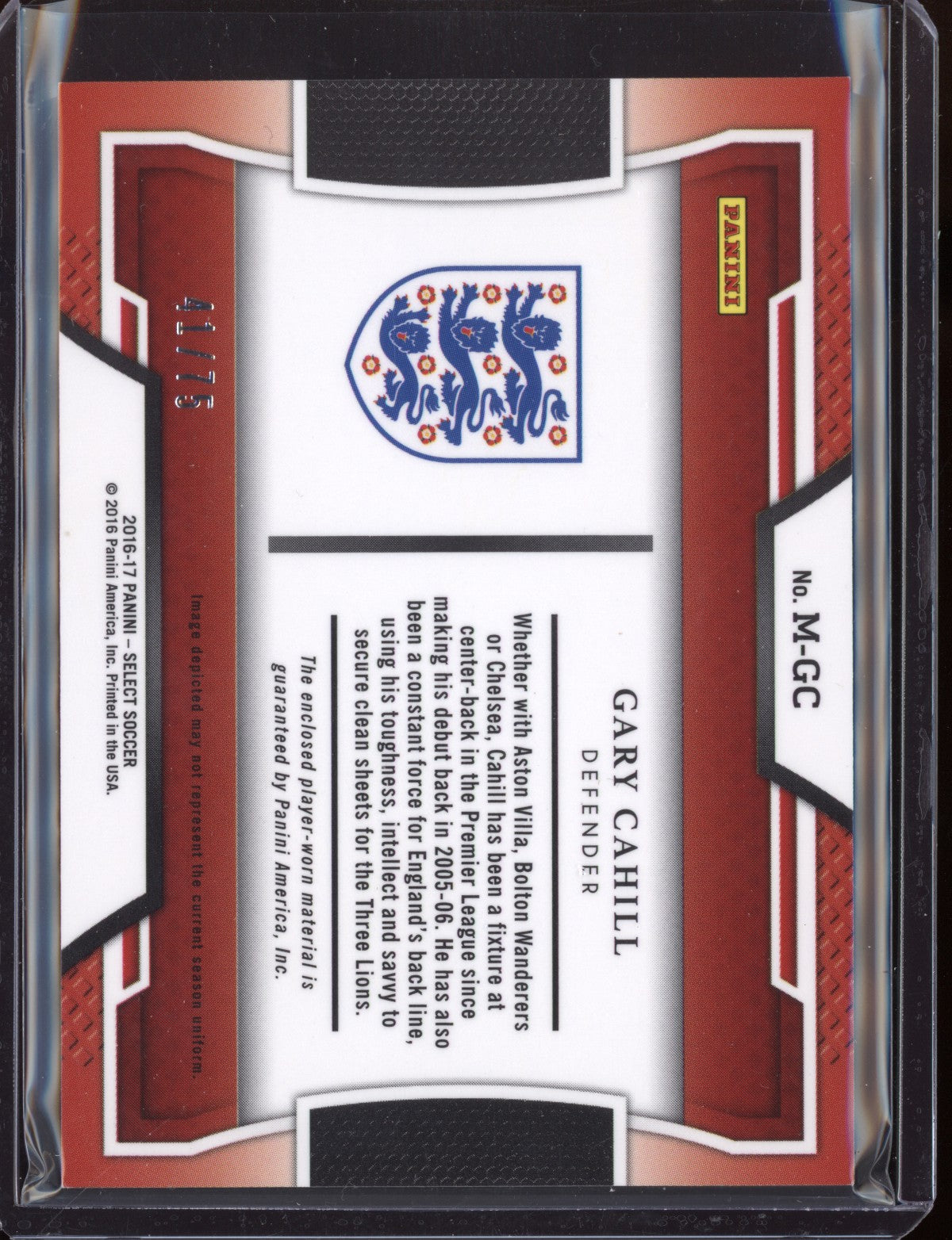 Gary Cahill 2016/17 Panini Select Memorabilia Orange 41/75