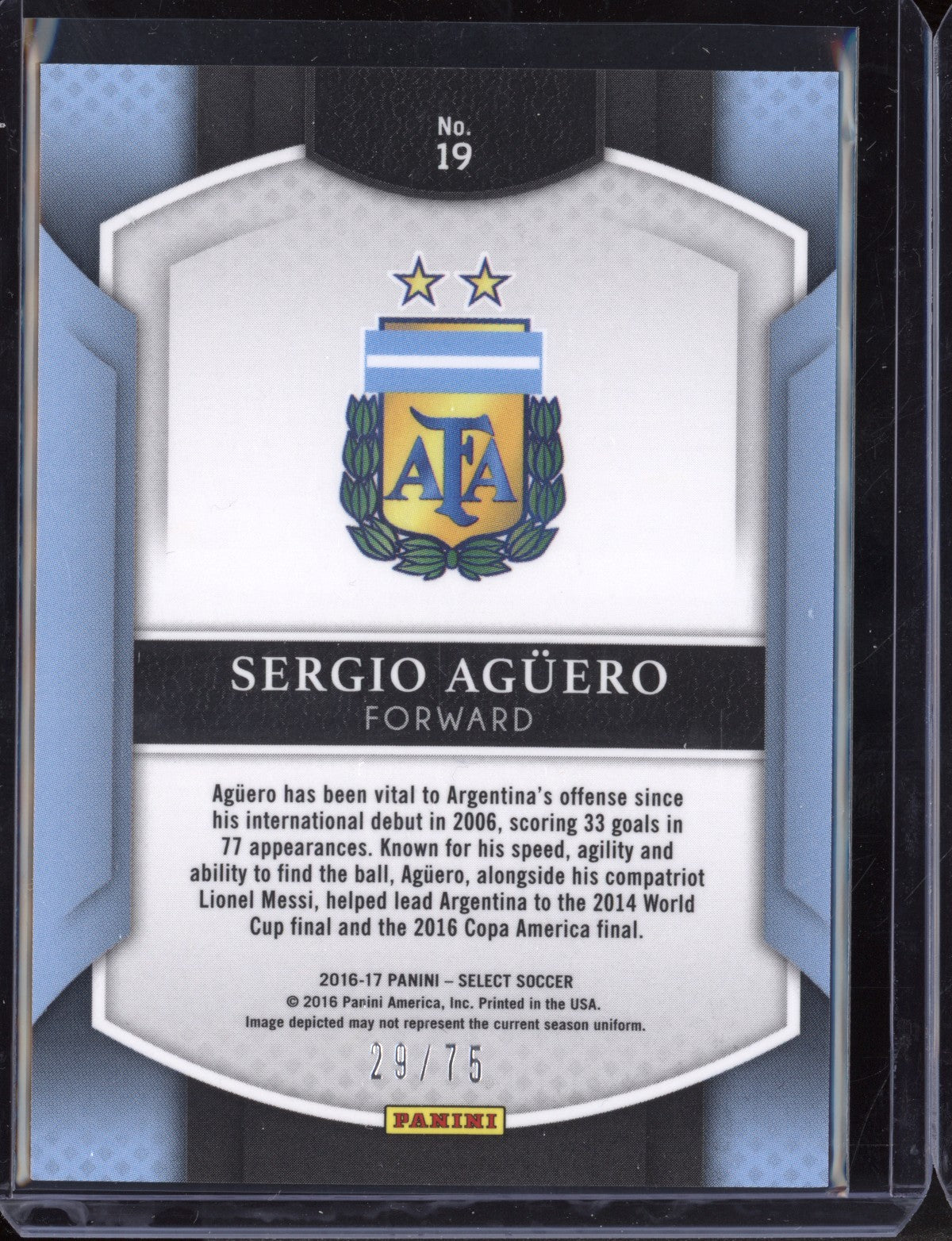 Sergio Aguero 2016/17 Panini Select Terrace Orange 29/75