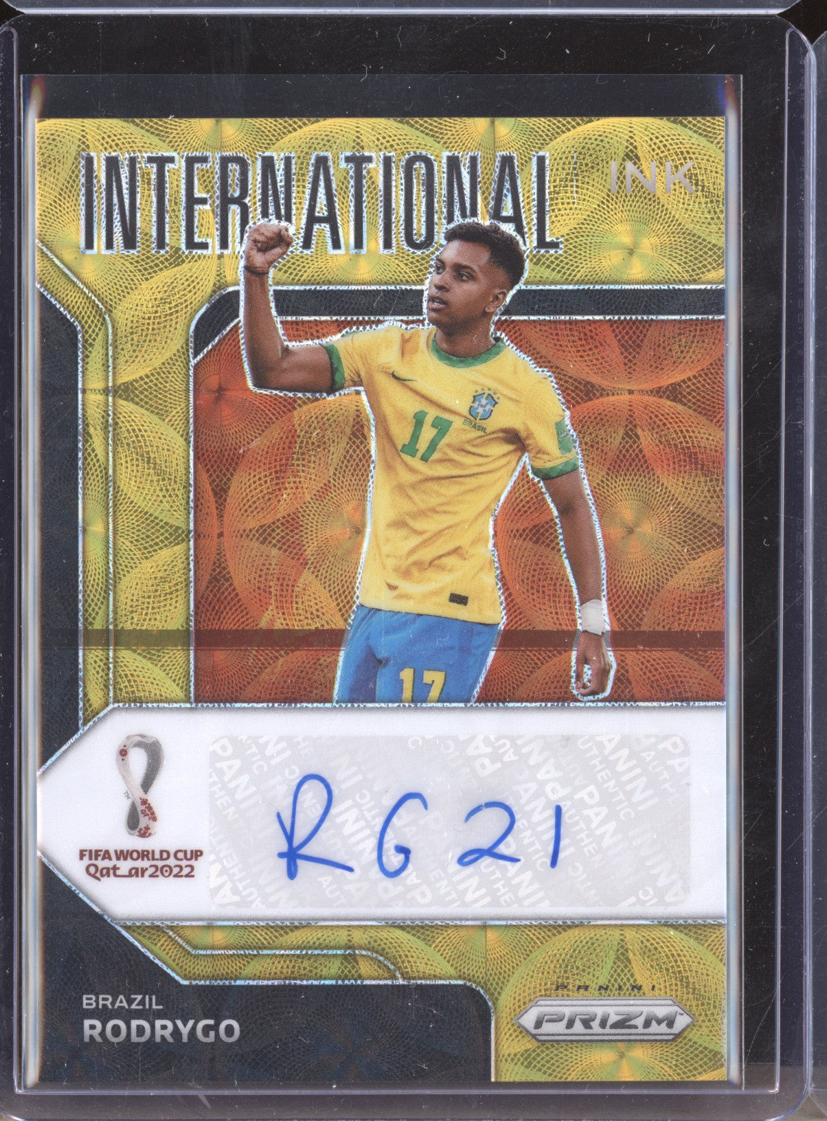 Rodrygo 2022 Panini Prizm World Cup I-RGO International Ink Gold Choice Auto 1/10