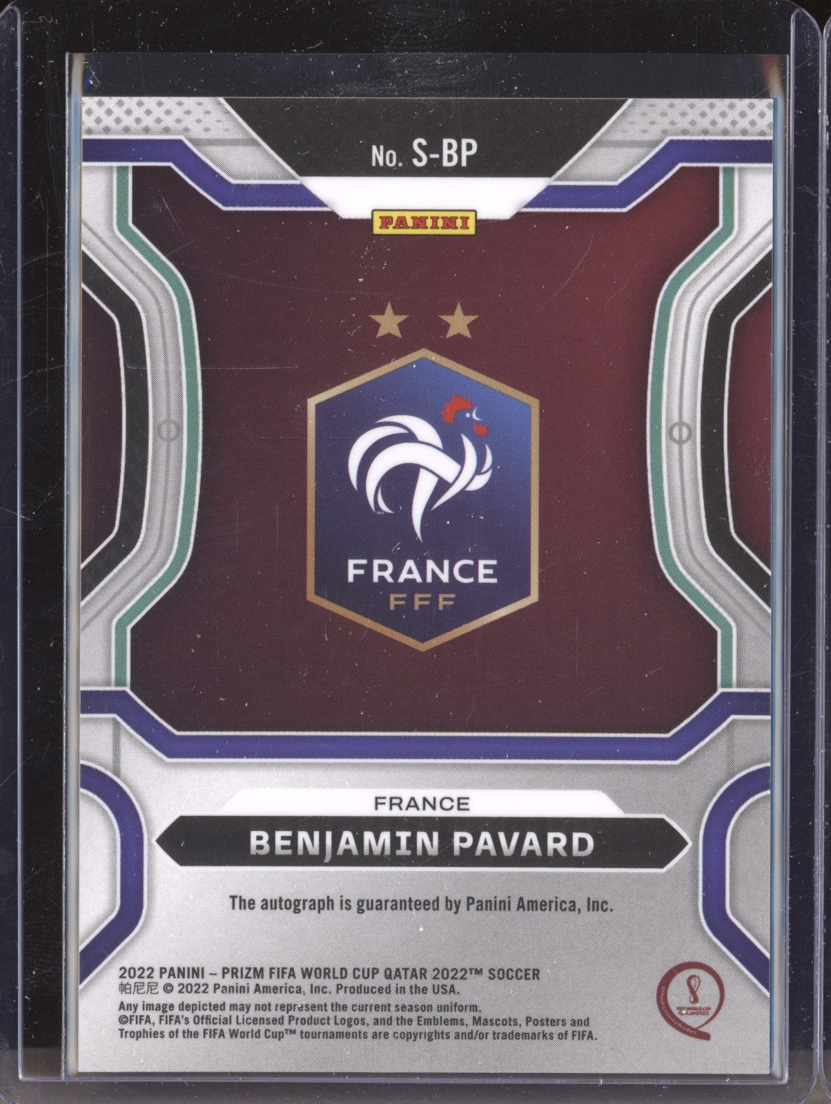 Benjamin Pavard 2022 Panini Prizm World Cup S-BP Signatures