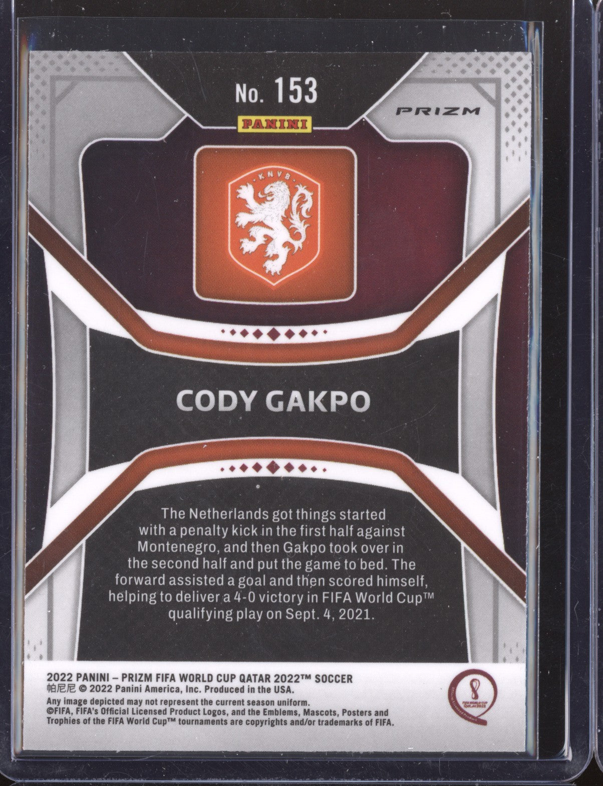 Cody Gakpo 2022 Panini Prizm World Cup 153 Pink RC