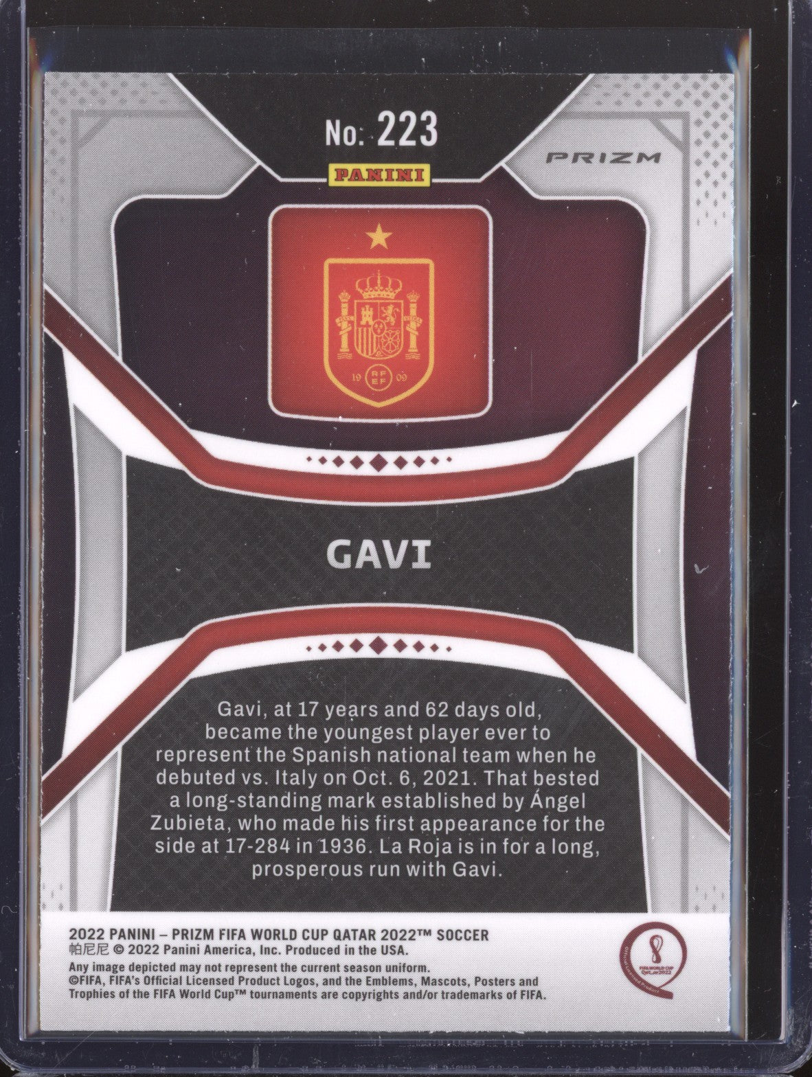 Gavi 2022 Panini Prizm World Cup 223 Hyper RC