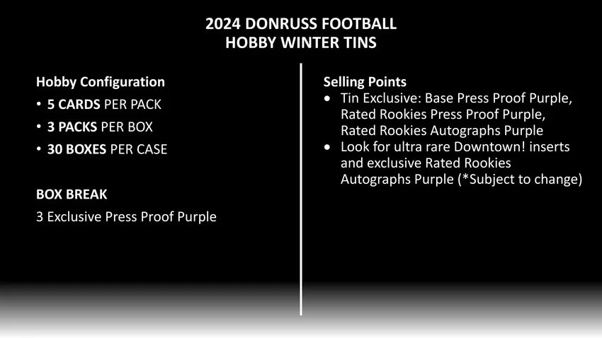 2024 Donruss Football Hobby Winter Tin