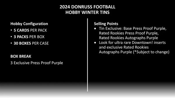 2024 Donruss Football Hobby Winter Tin