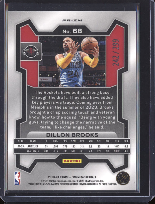 Dillon Brooks 2023-24 Panini Prizm 68 Red 242/299