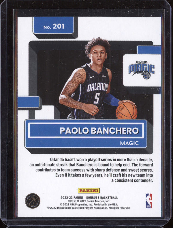 Paolo Banchero 2022-23 Panini Donruss  201 RC