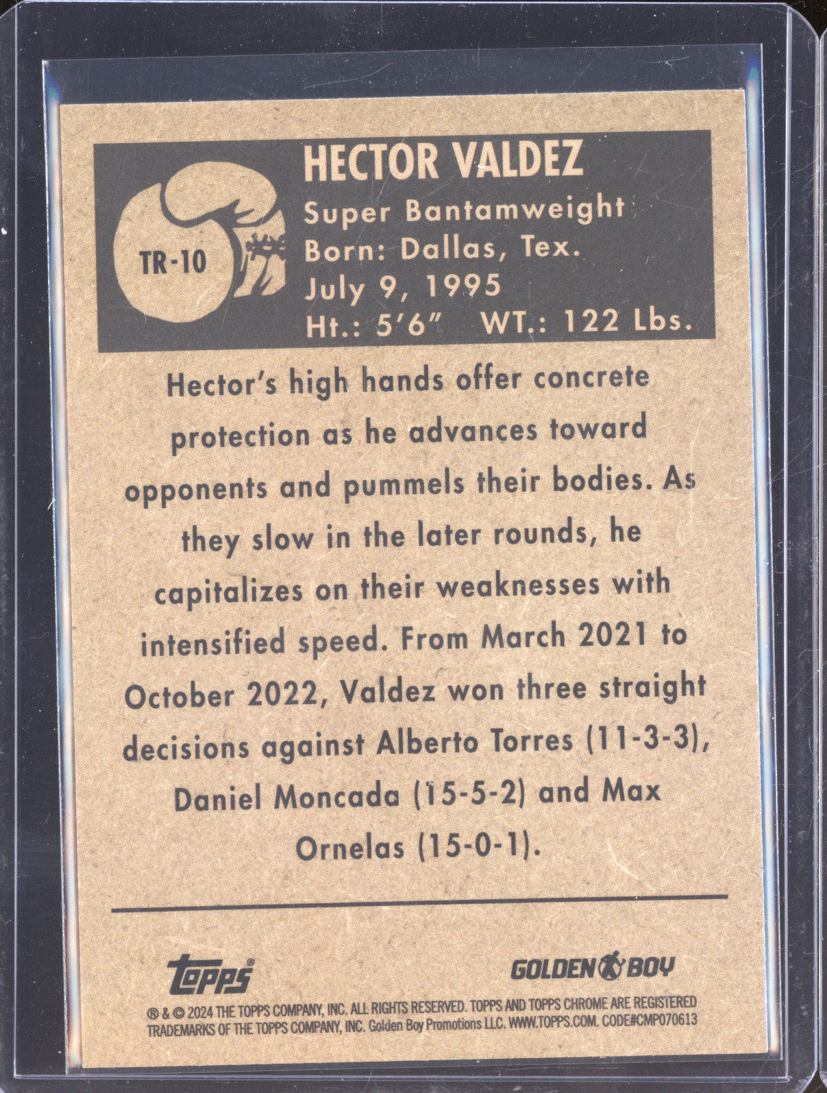 Hector Valdez 2024 Topps Boxing Chrome TR-10 1951 Ringside