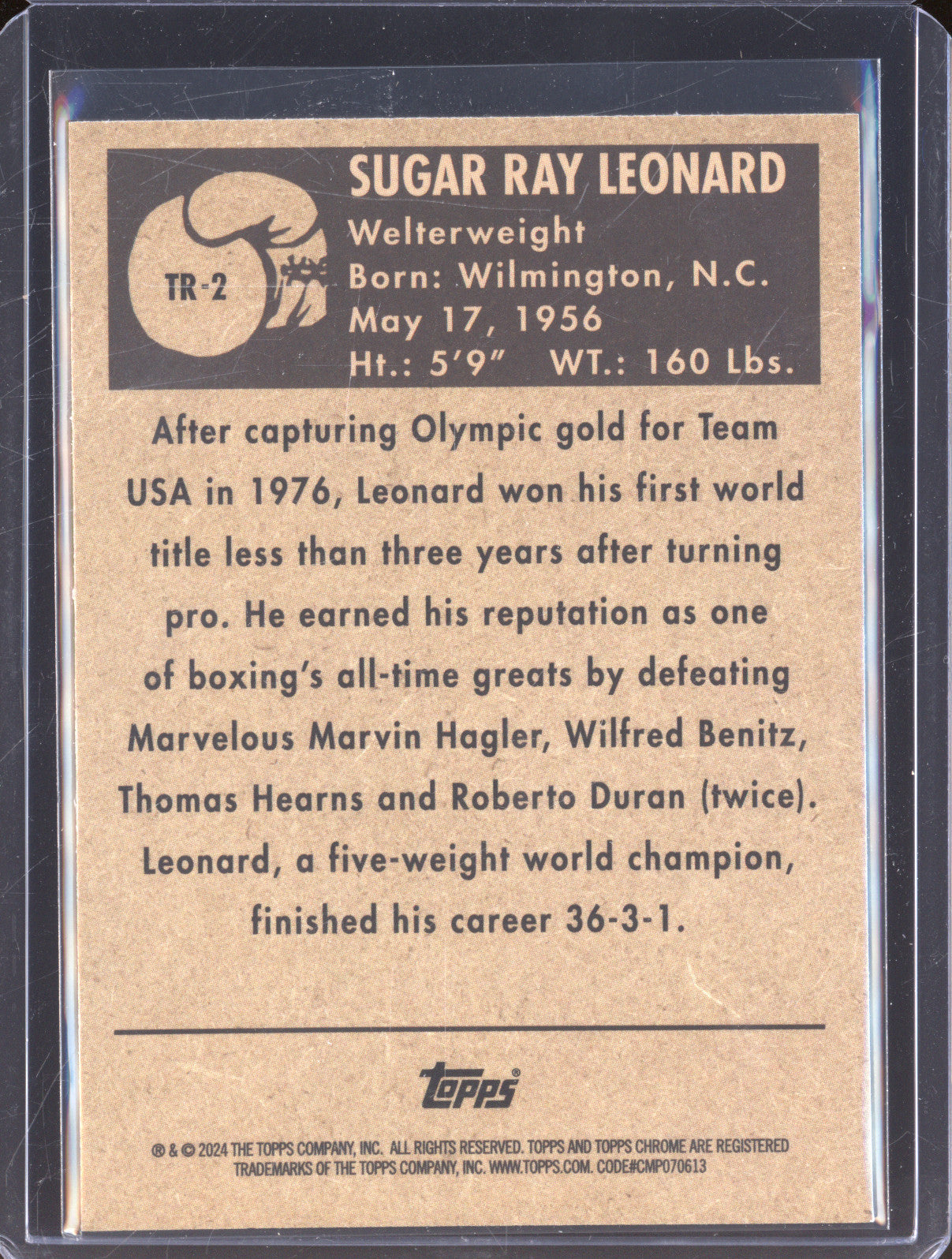 Sugar Ray Leonard 2024 Topps Boxing Chrome TR-2 1951 Ringside