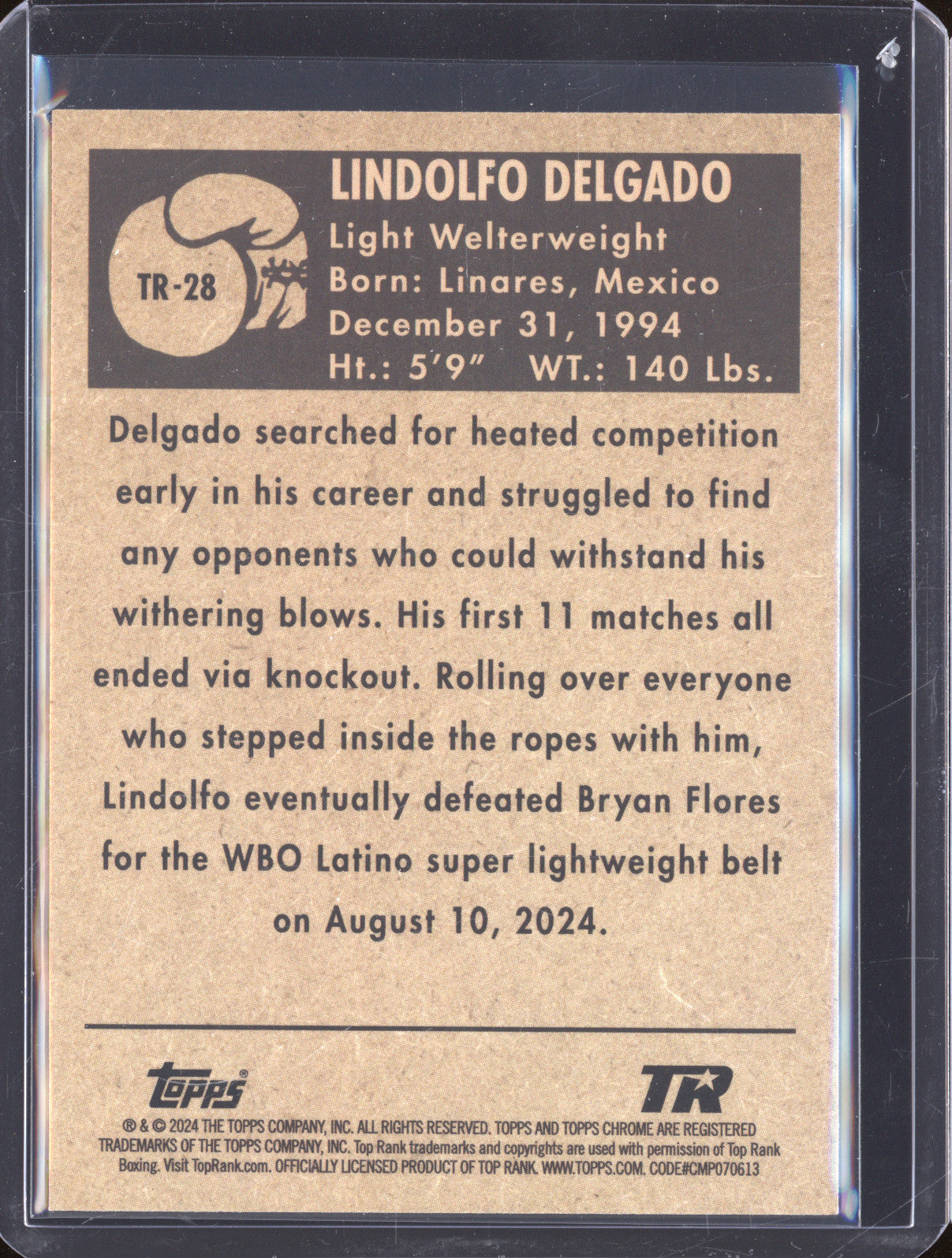 Lindolfo Delgado 2024 Topps Boxing Chrome TR-28 1951 Ringside