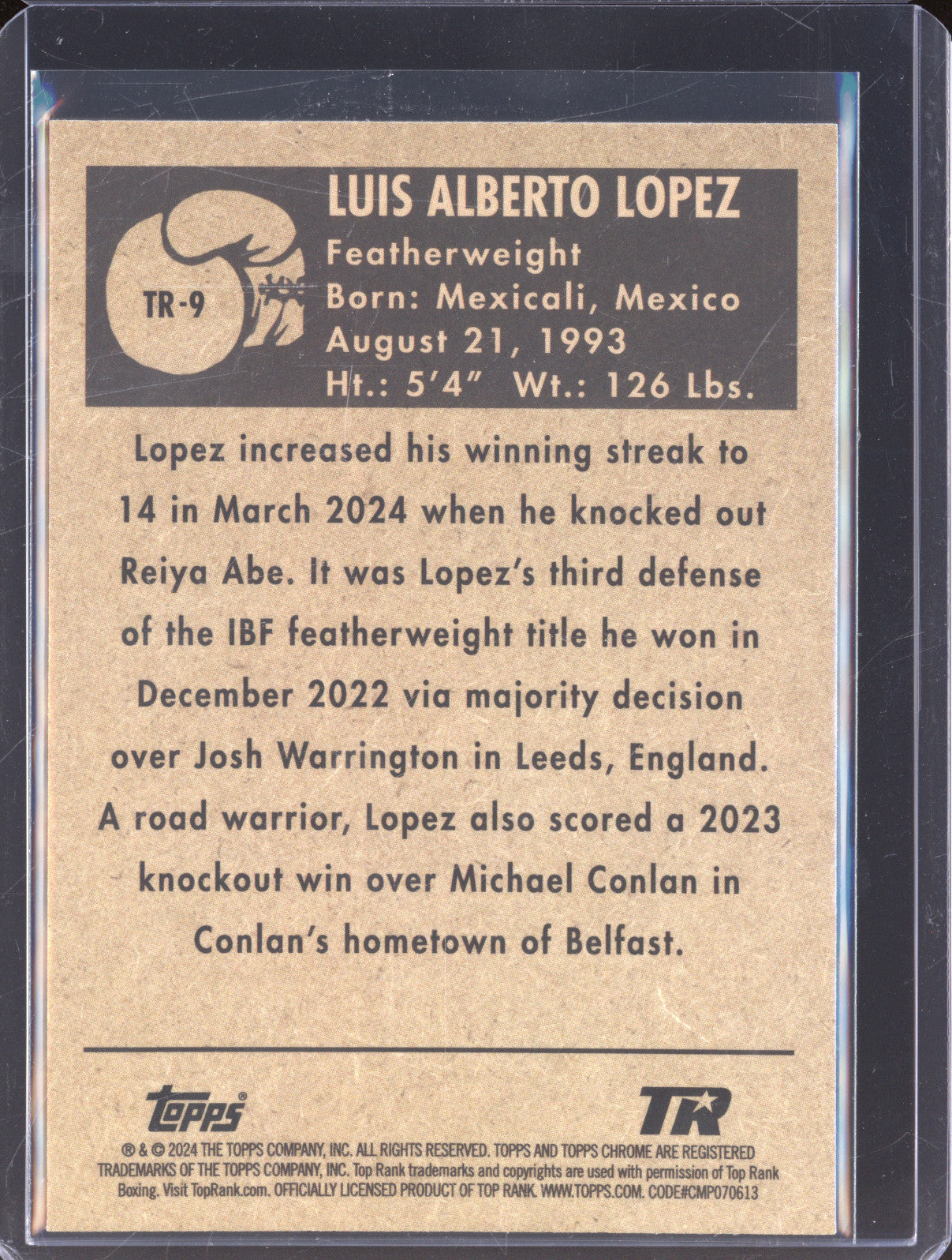 Luis Alberto Lopez 2024 Topps Boxing Chrome TR-9 1951 Ringside