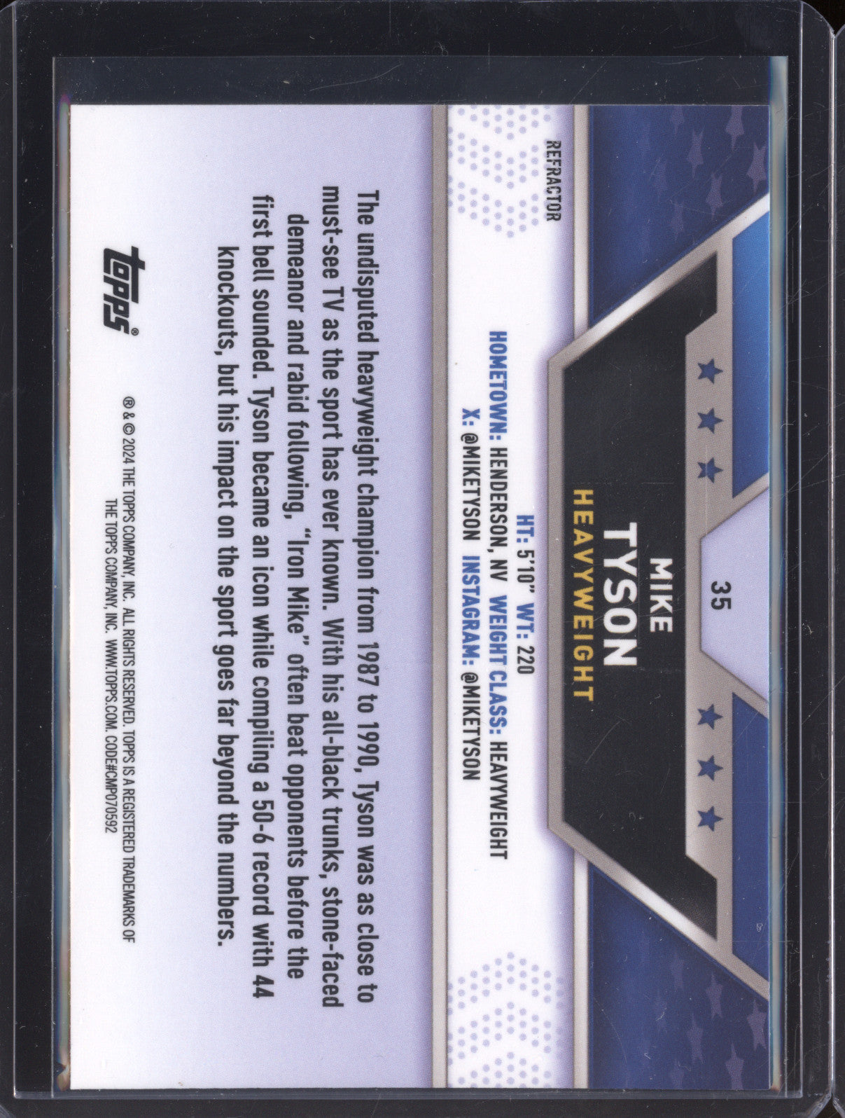 Mike Tyson 2024 Topps Boxing Chrome 35 Refractor