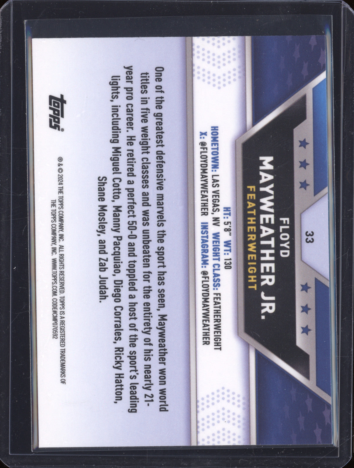 Floyd Mayweather Jr 2024 Topps Boxing Chrome 33