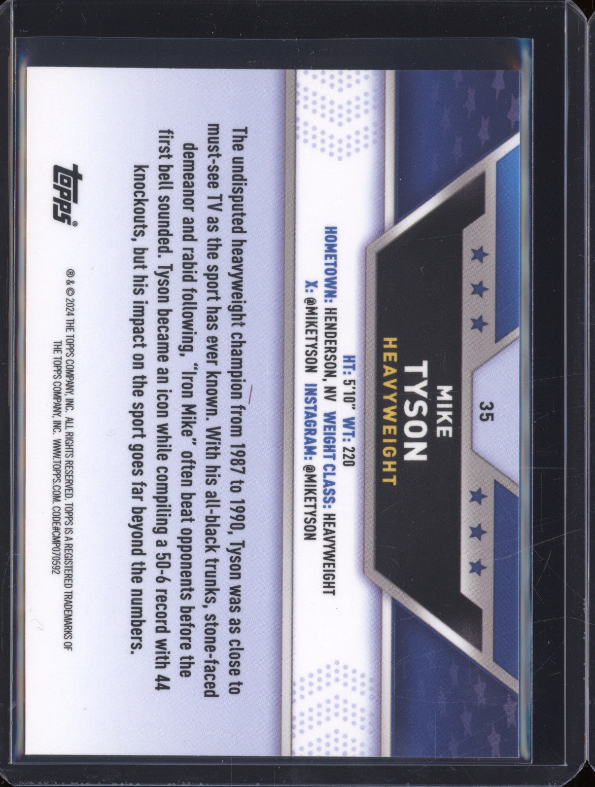 Mike Tyson 2024 Topps Boxing Chrome 35