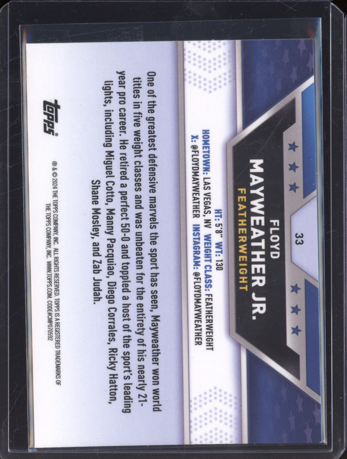 Floyd Mayweather Jr 2024 Topps Boxing Chrome 33