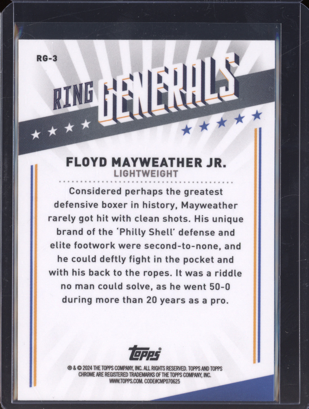 Floyd Mayweather Jr  Topps Boxing Chrome RG-3 Ring Generals