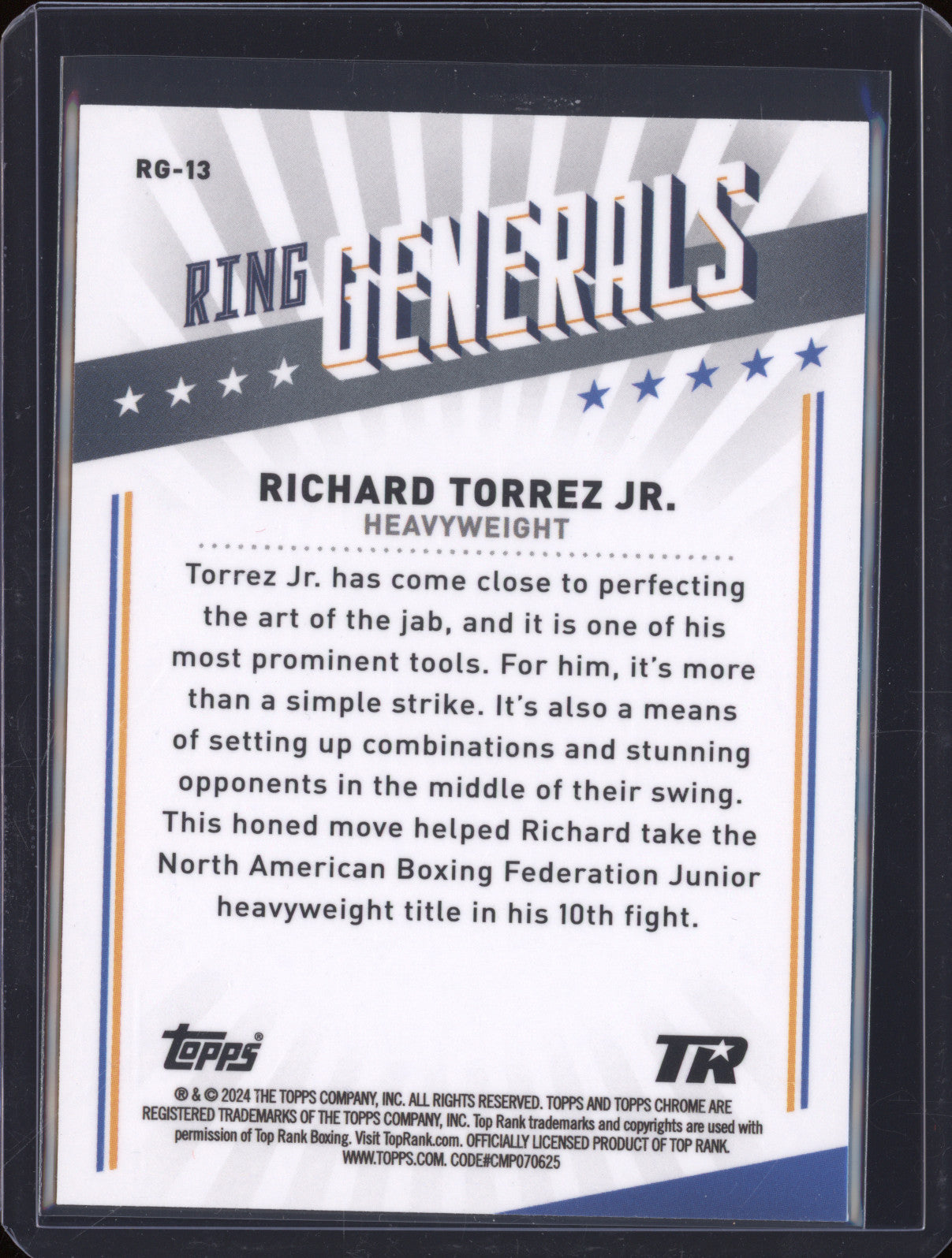 Richard Torrez Jr  Topps Boxing Chrome RG-13 Ring Generals