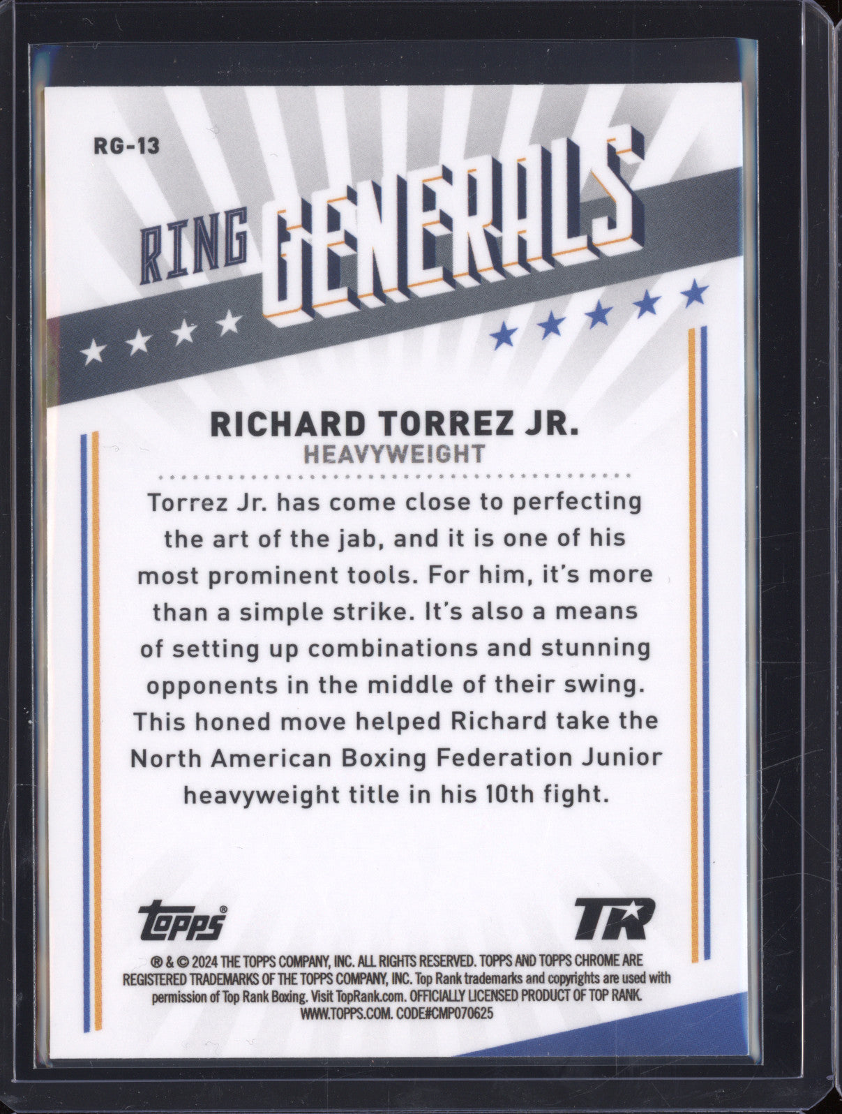 Richard Torrez Jr 2024 Topps Boxing Chrome RG-13 Ring Generals