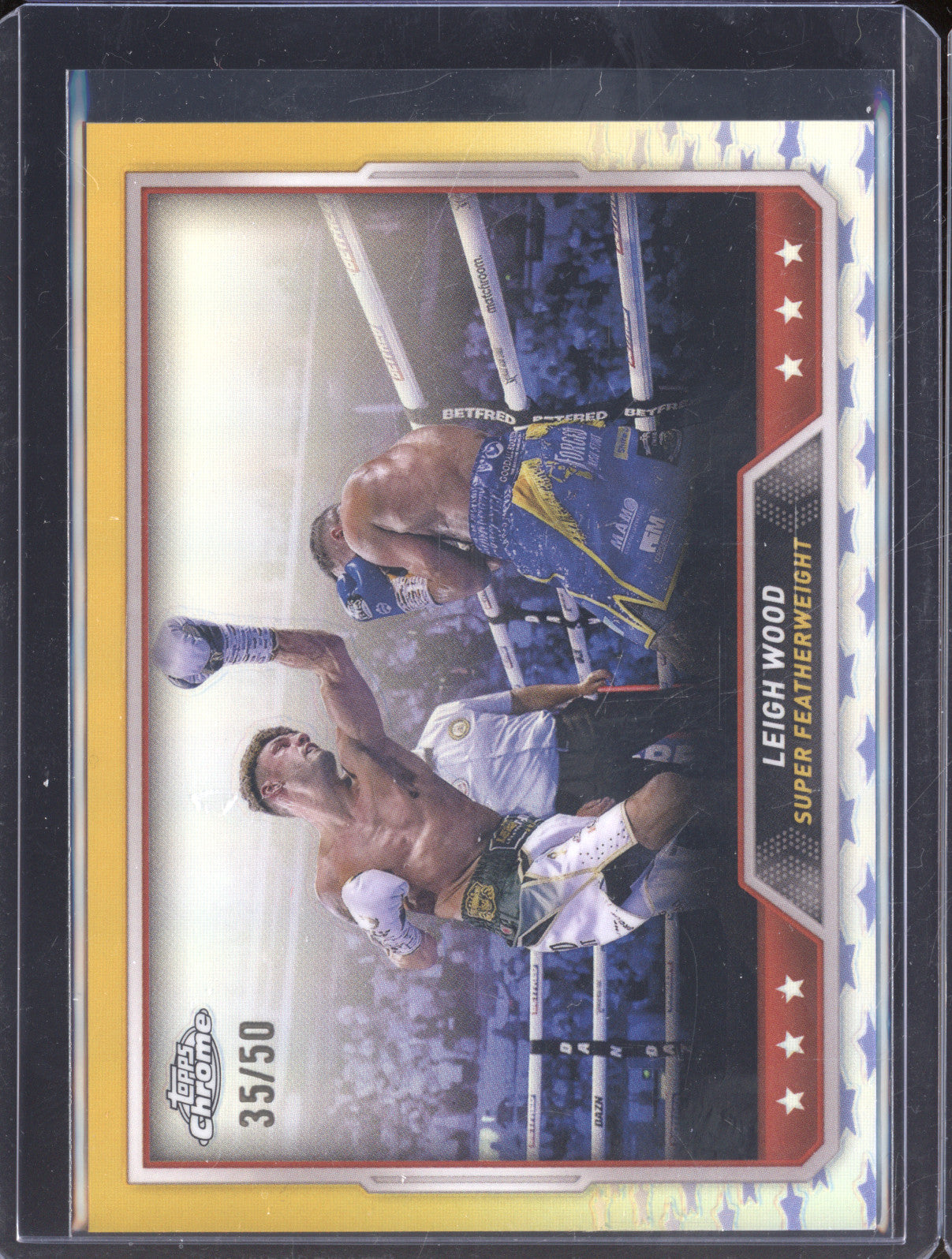 Leigh Wood 2024 Topps Boxing Chrome 80 Gold Refractor 35/50