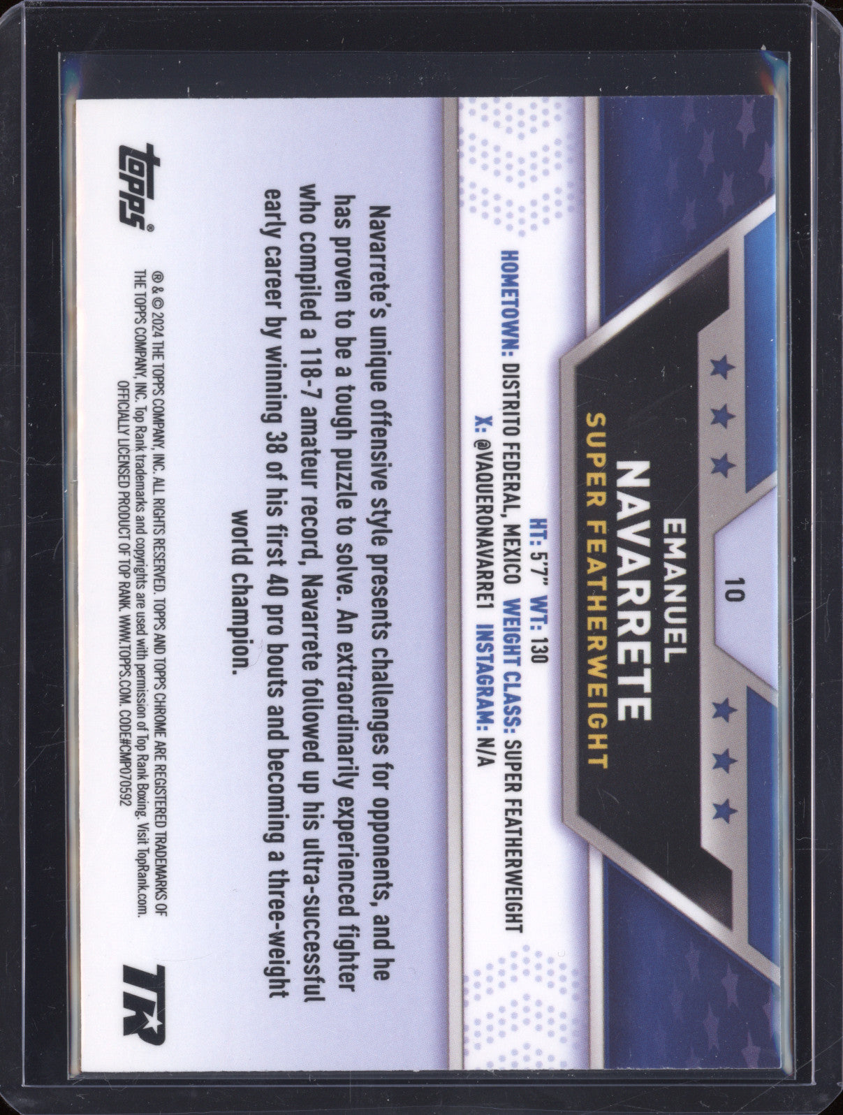 Emanuel Navarrete 2024 Topps Boxing Chrome 10 Green Refractor 87/99