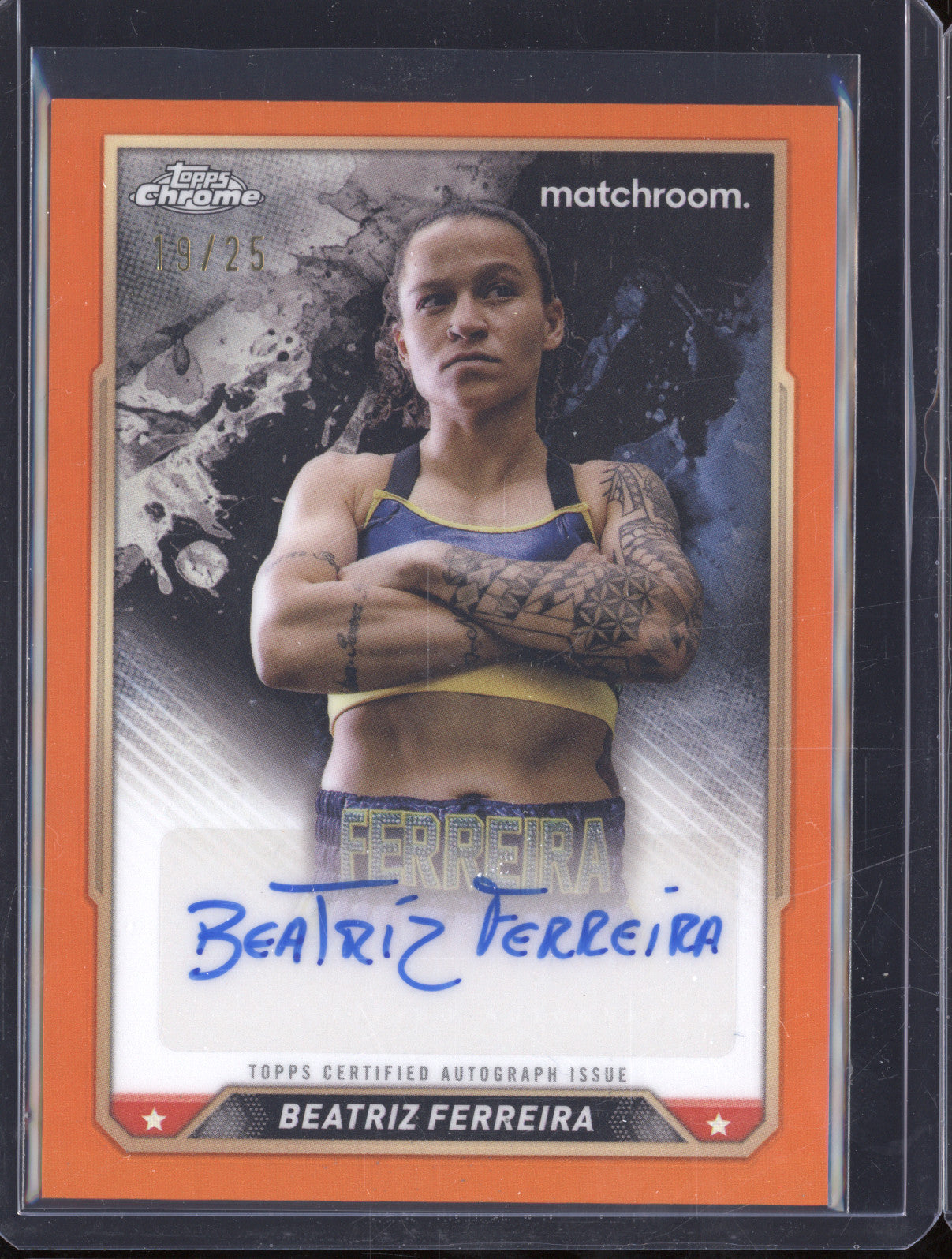 Beatriz Ferreira 2024 Topps Boxing Chrome CBA-BFA Orange Auto 19/25