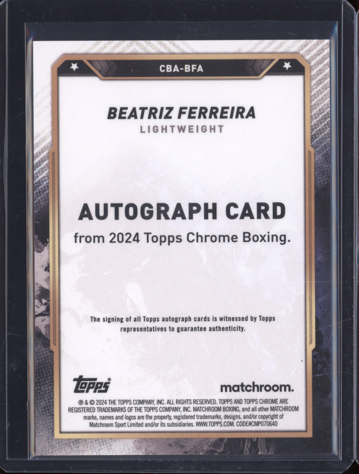 Beatriz Ferreira 2024 Topps Boxing Chrome CBA-BFA Orange Auto 19/25