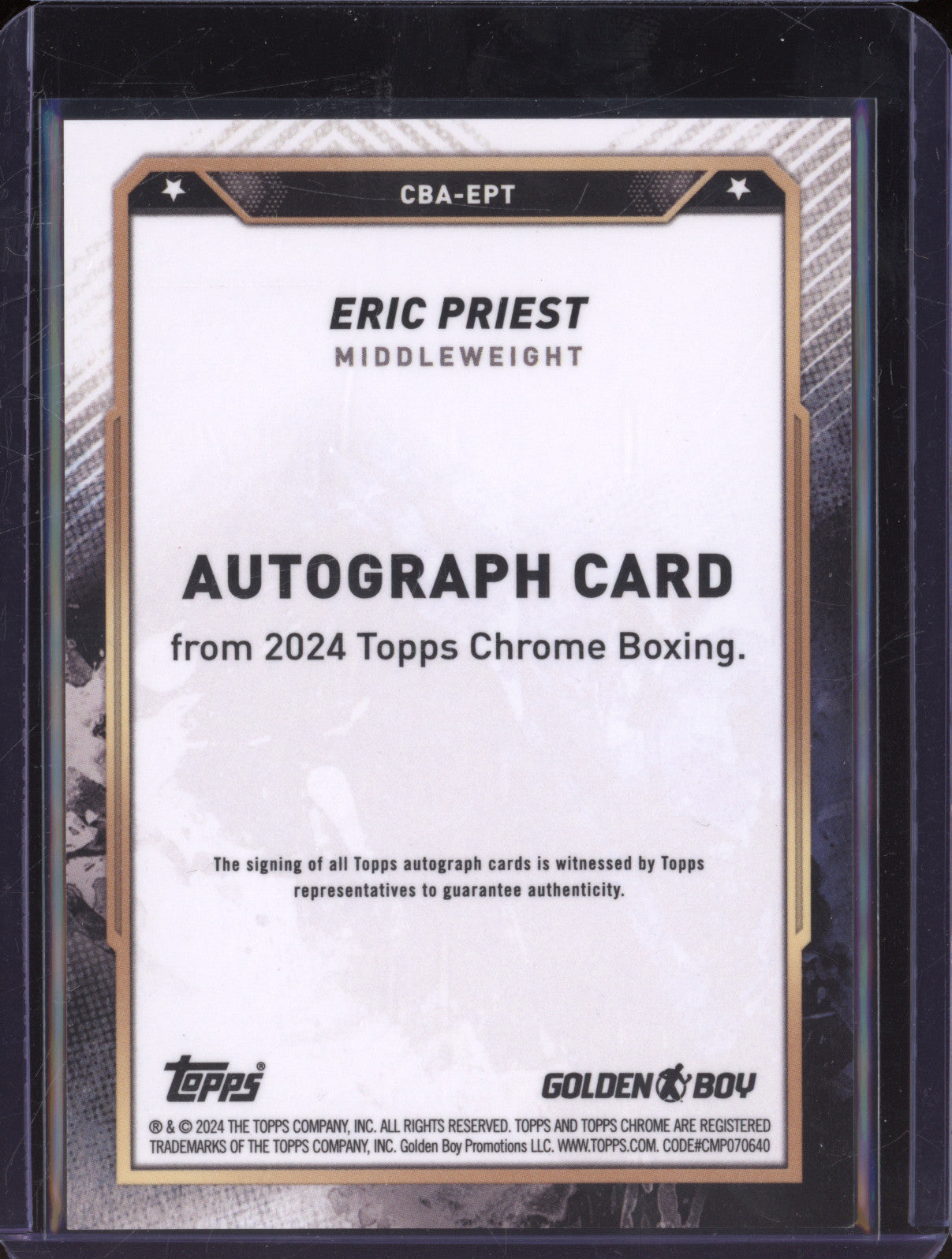 Eric Priest 2024 Topps Boxing Chrome CBA-EPT Orange Auto 22/25