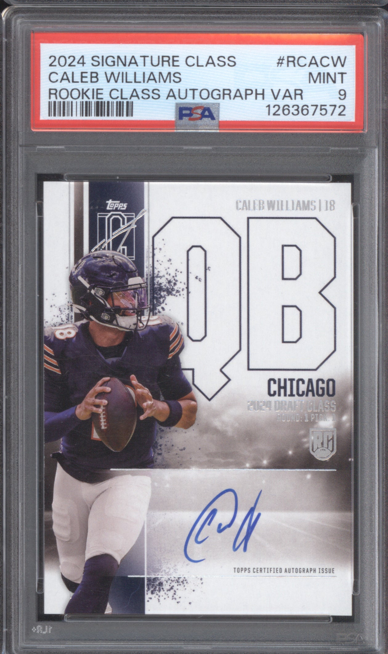 2024 Topps Signature Class Caleb Williams Rookie Class Auto Variation #RCA-CW PSA 9