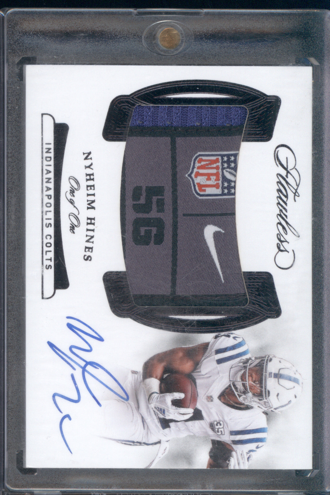 Nyheim Hines 2018 Panini Flawless Symbolic Signatures 1/1 RC Laundry Tag