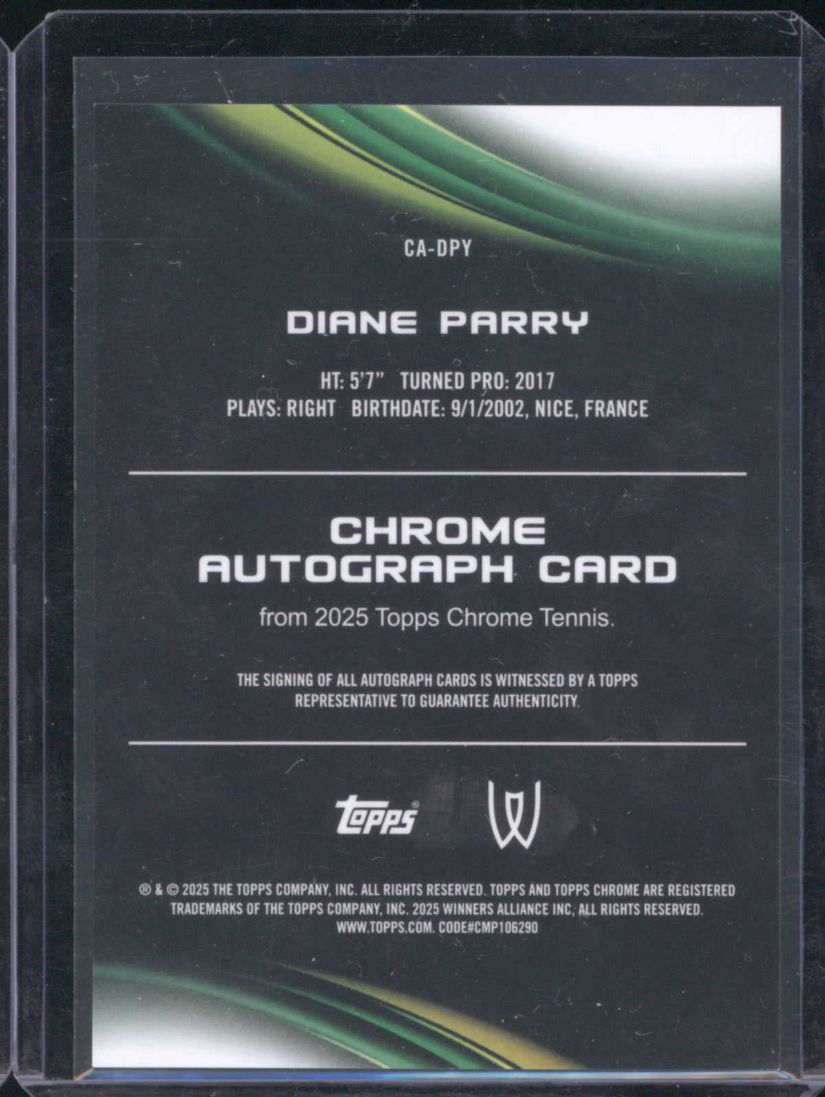 Diane Parry 2025 Topps Chrome Tennis Geometric Auto