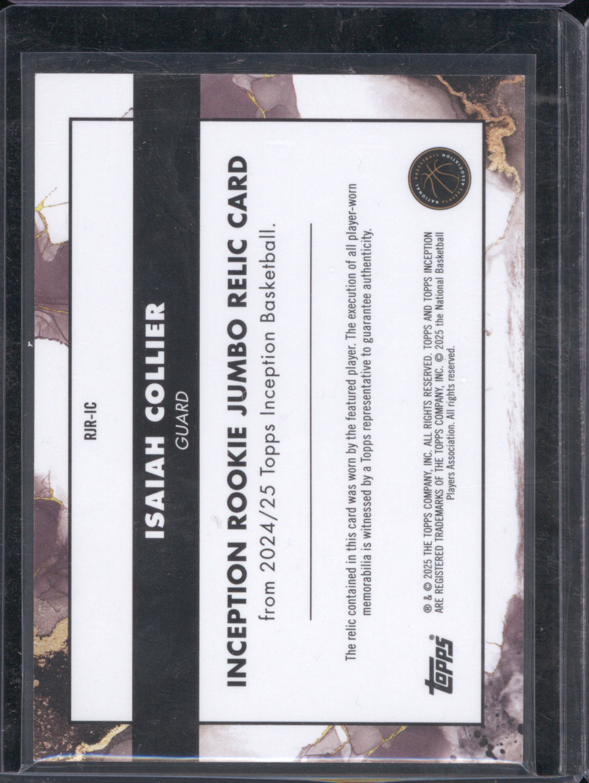 Isaiah Collier 2024 Topps Inception Jumbo Relic Camo RC 8/10