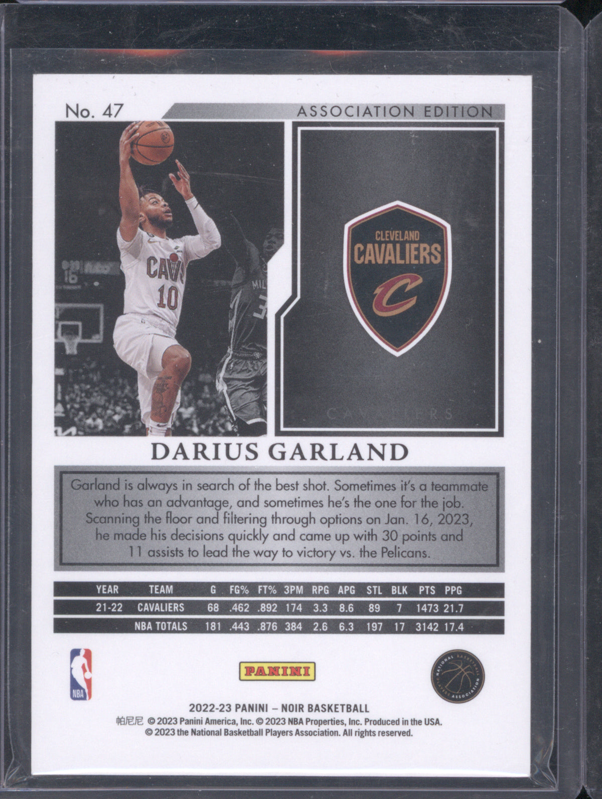Darius Garland 2022 Panini Noir Association Gold /10