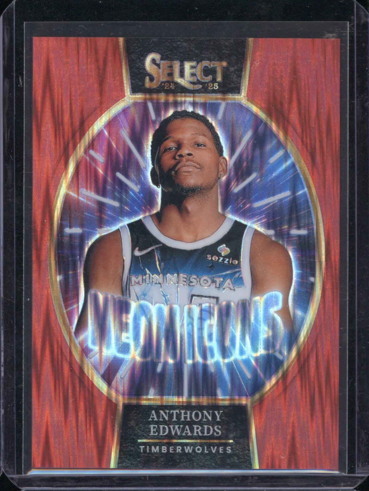 Anthony Edwards 2024 Panini Select #19 Neon Icons Red Prizm /99