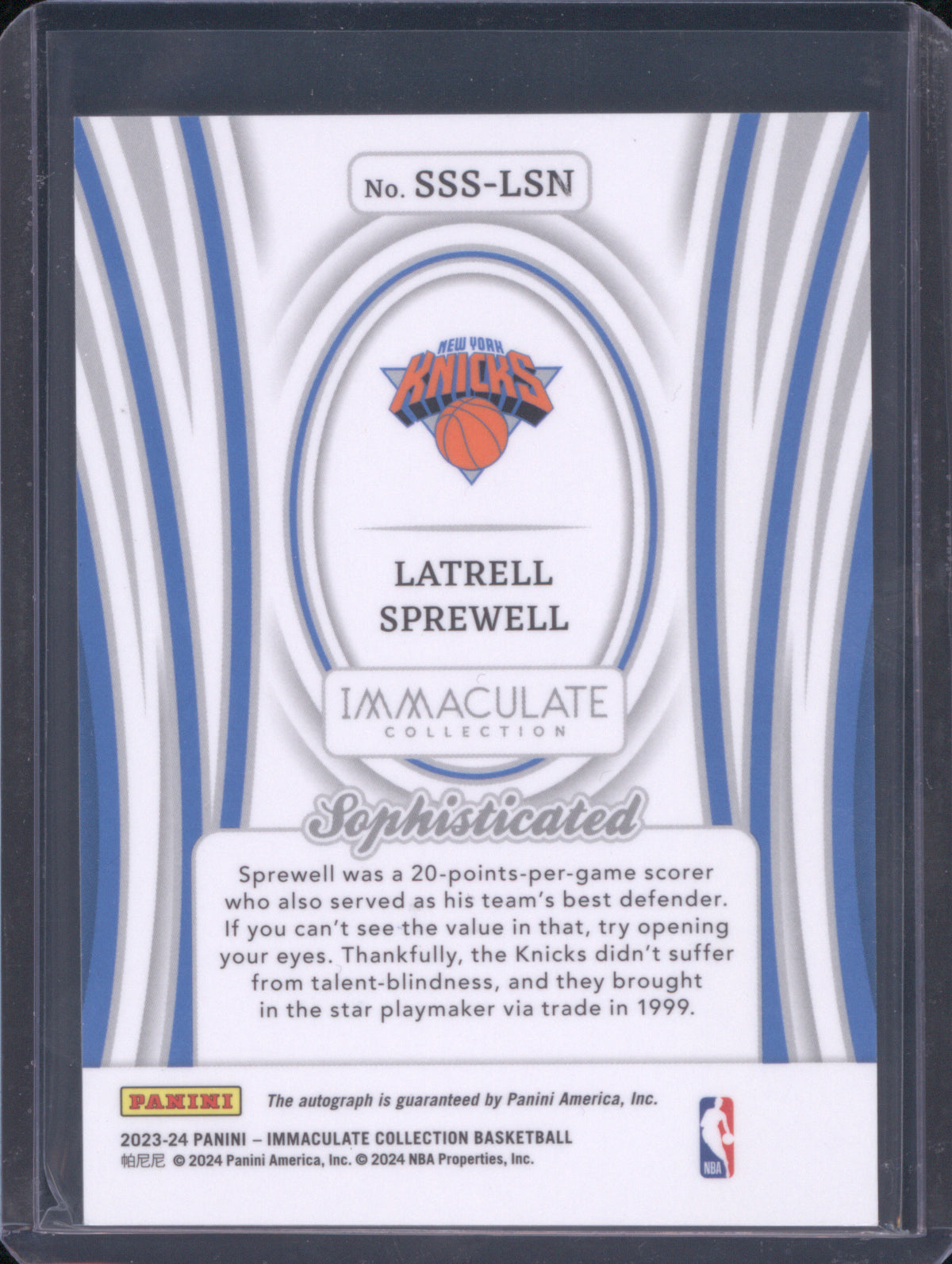 Latrell Sprewell 2023 Panini Immaculate Sophisticated 93/99