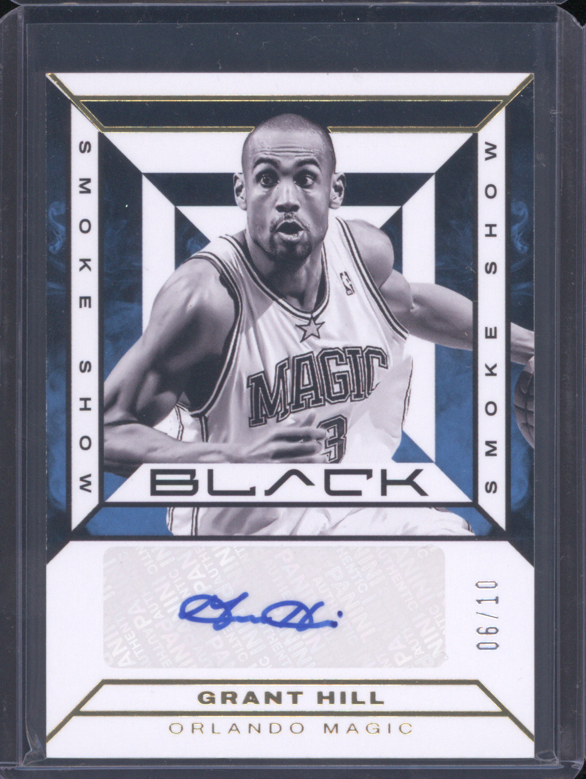 Grant Hill 2023 Panini Black Smoke Show Gold Auto 06/10
