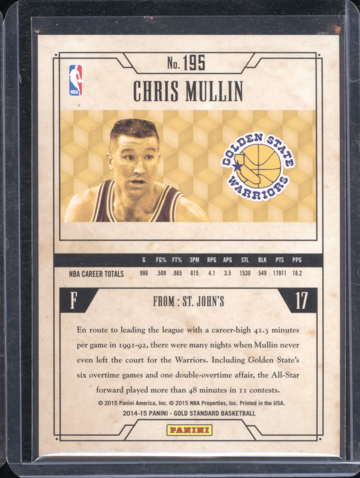 Chris Mullin 2014 Panini Gold Standard Gold 24/25