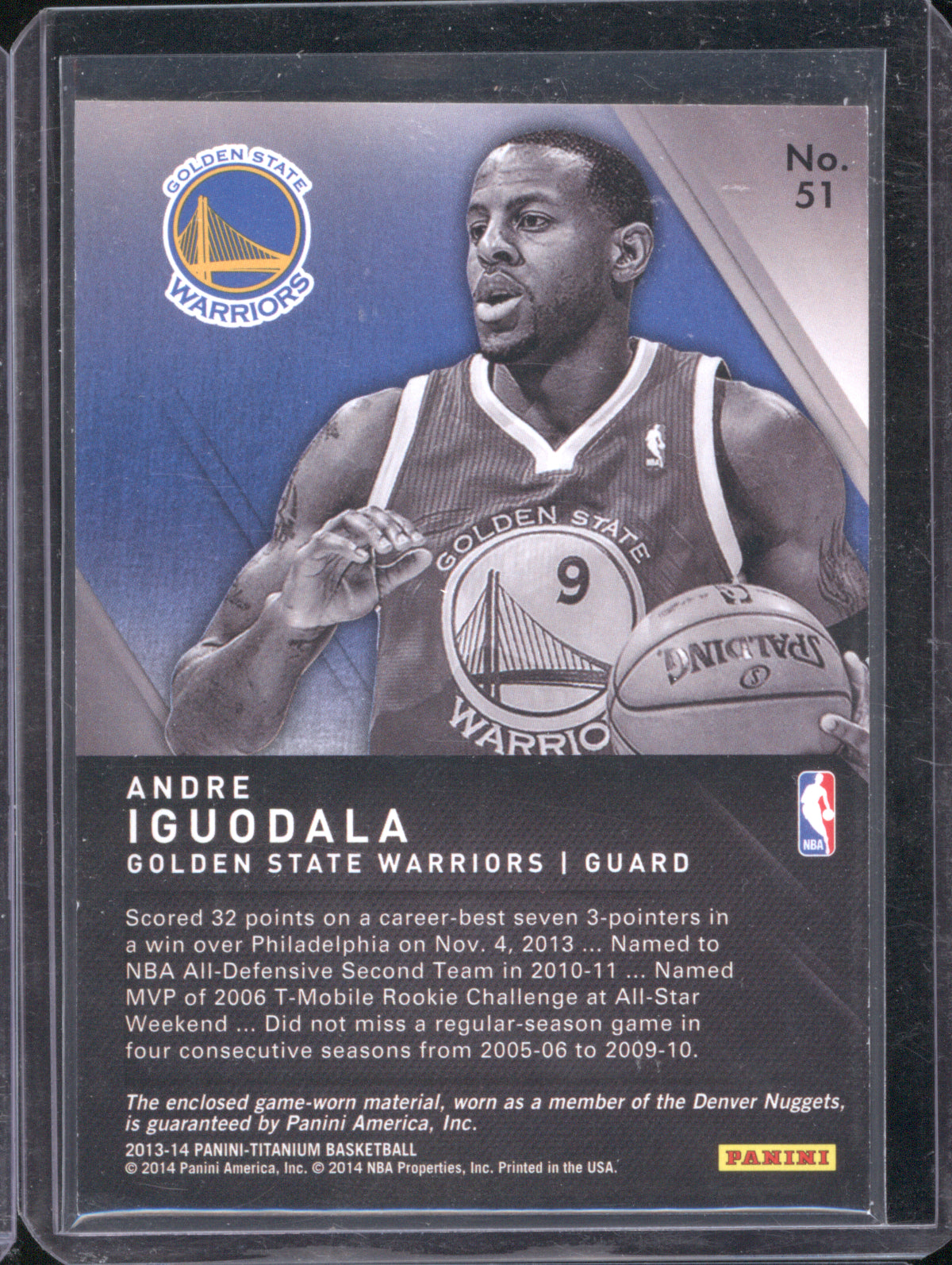 Andre Iguodala 2013 Panini Titanium Titanic Threads Jumbo Jersey 241/299