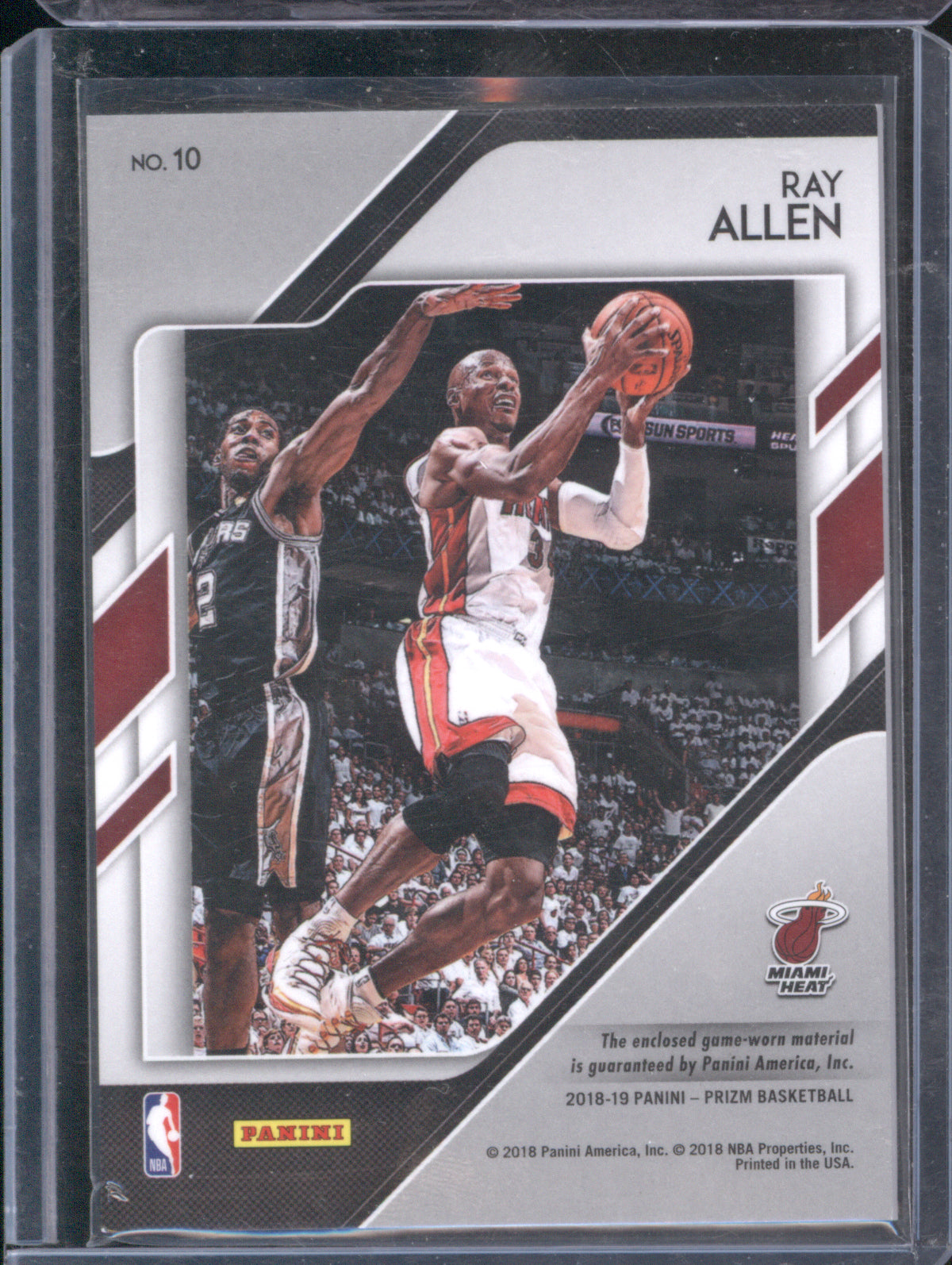 Ray Allen 2018 Panini Prizm 10 Sensational Swatches