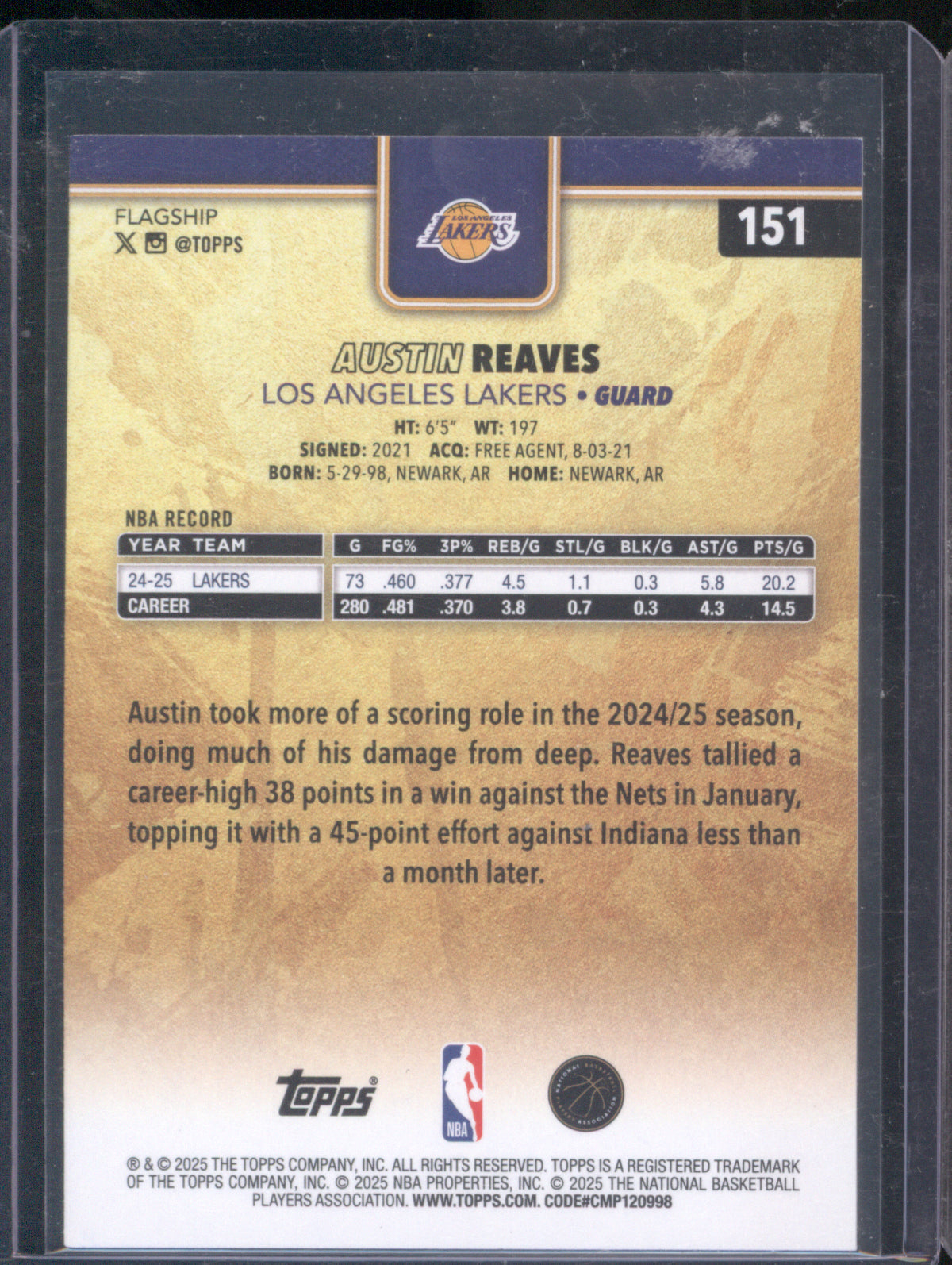 Austin Reaves 2025 Topps #151 Golden Mirror Varisation SSP