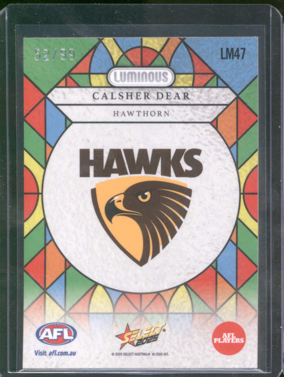 Calsher Dear 2025 AFL Select Footy Stars Luminous Myriad 52/99
