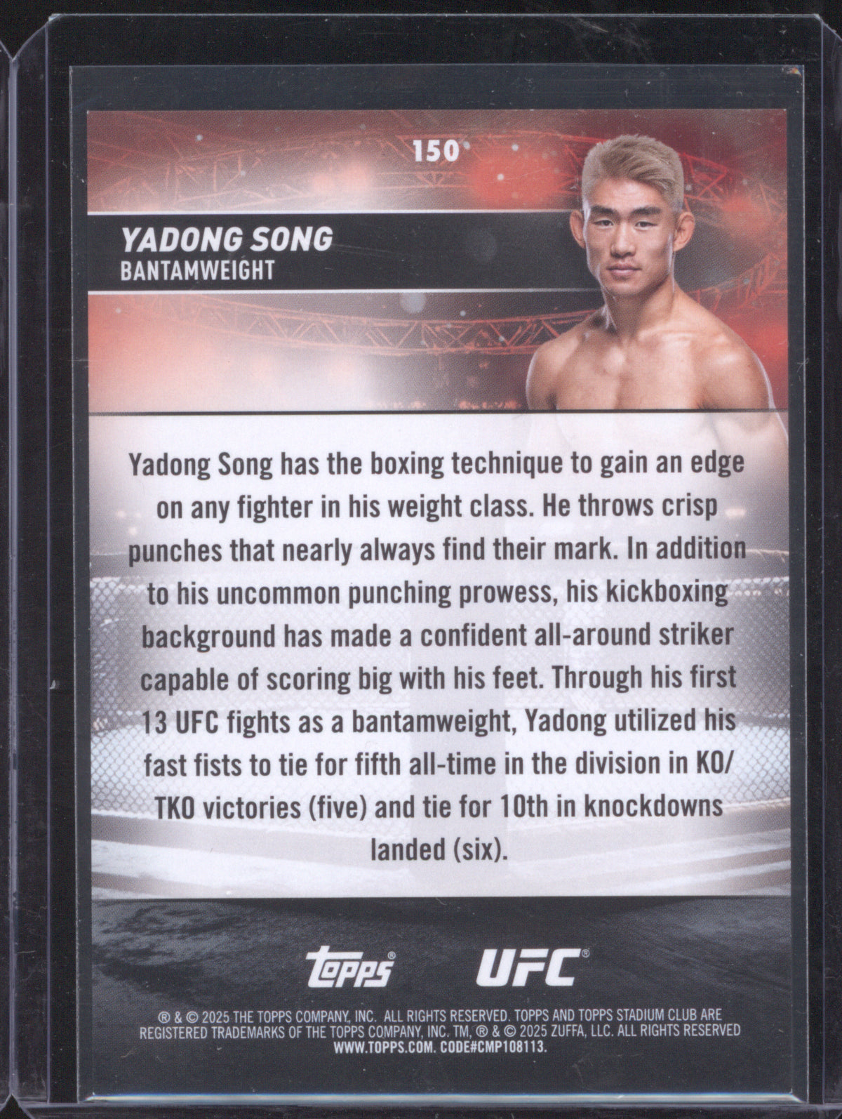 Yadong Song 2025 UFC Topps Stadium Club 150 Rainbow Foil /25