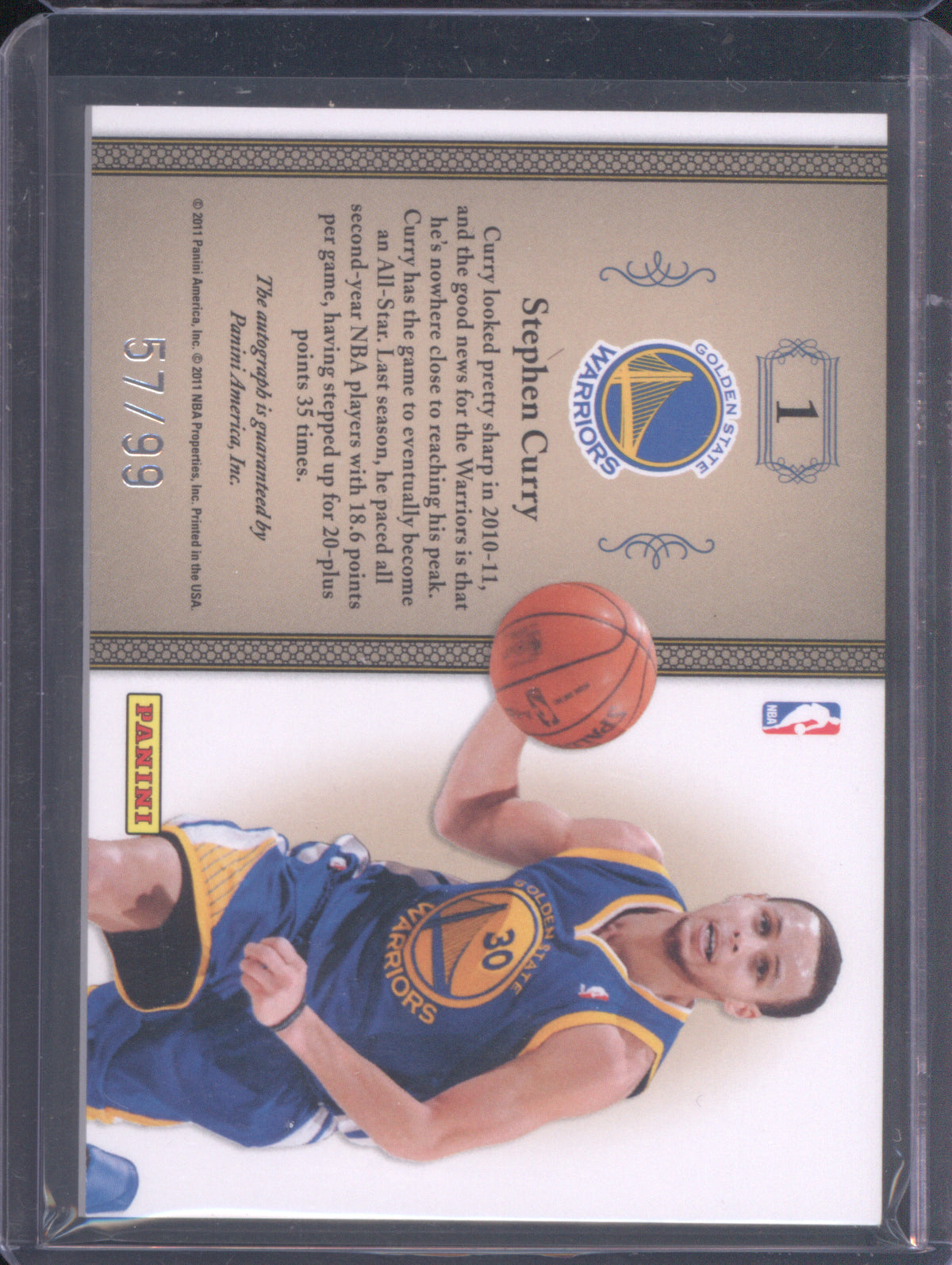 Stephen Curry 2011 Panini National Treasures 1 Signature Patches Auto /99
