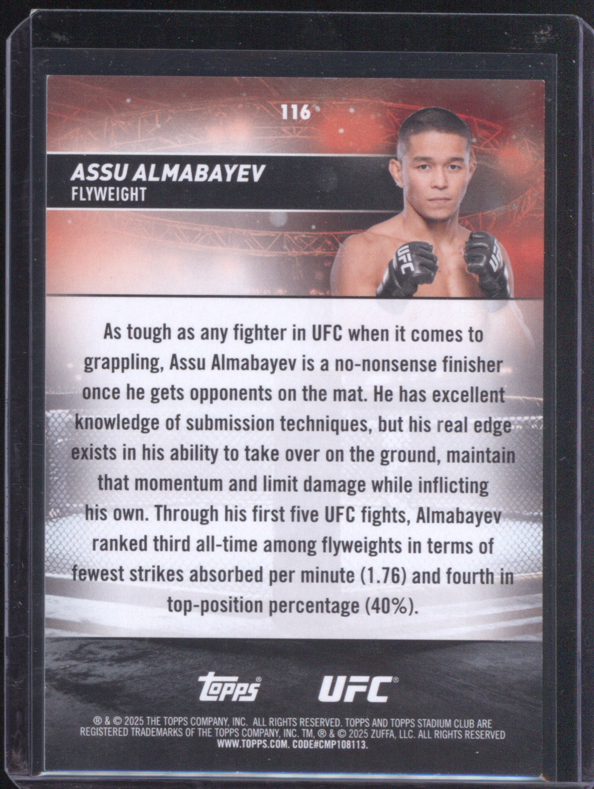 Assu Almabayev 2025 UFC Topps Stadium Club 116 1st Day Issue Rookie RC