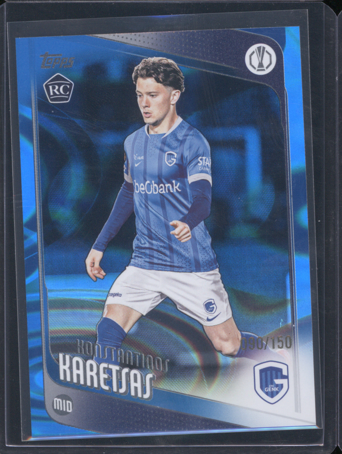 Konstantinos Karetsas 2025 Topps UEFA Club Competitions #150 Blue Raindrops /150 RC