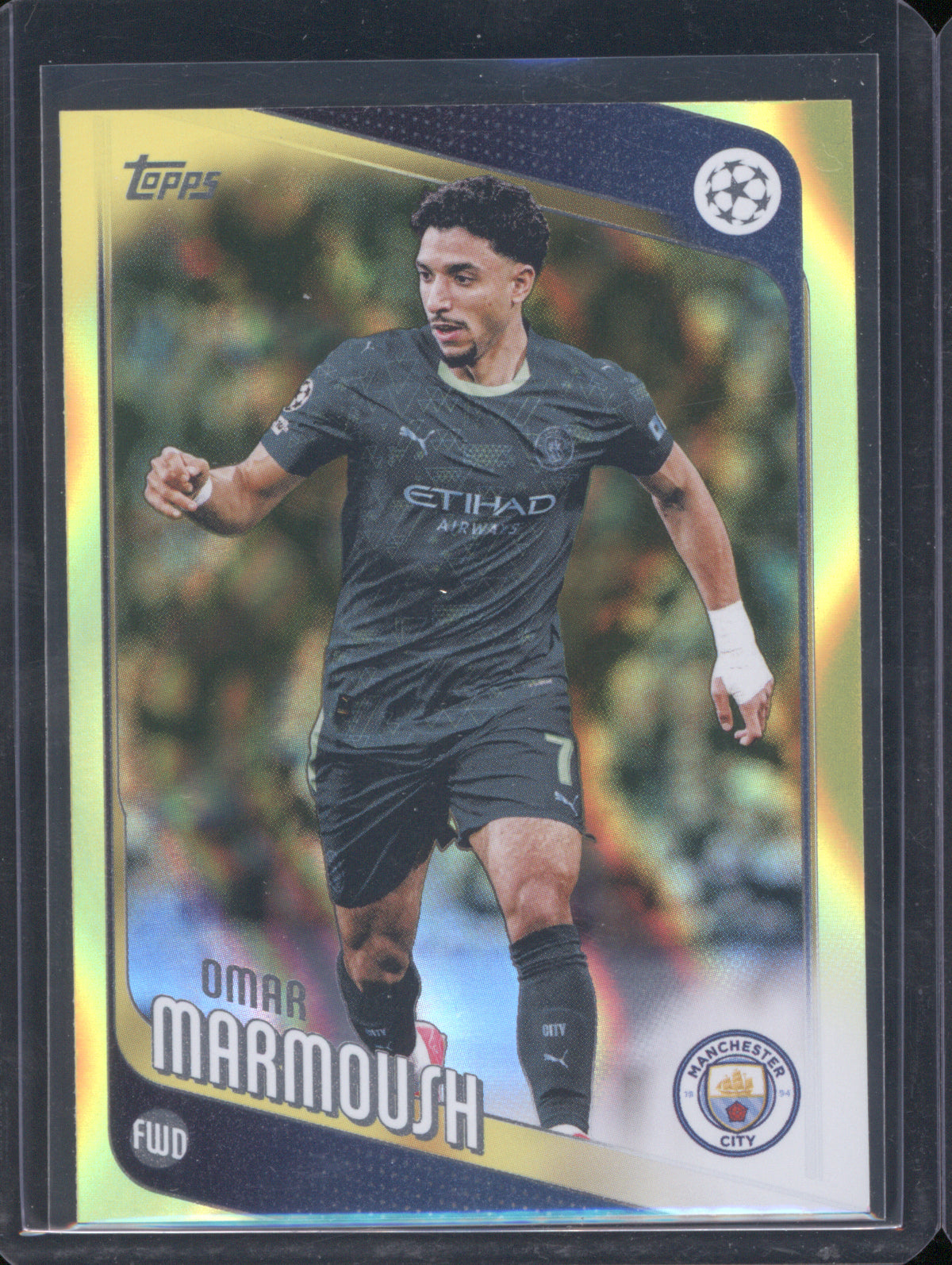 Omar Marmoush 2025 Topps UEFA Club Competitions #80 Neon Yellow FlowFractor