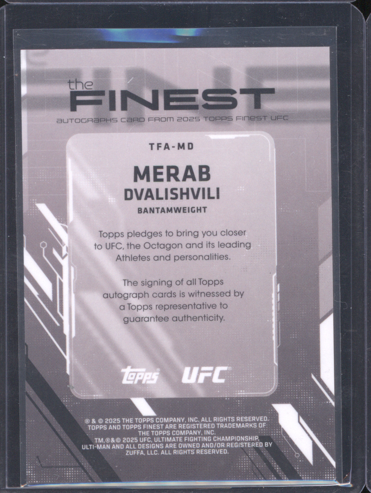 Merab Dvalishvili 2025 Topps Finest UFC TFA-MD The Finest Base Autographs