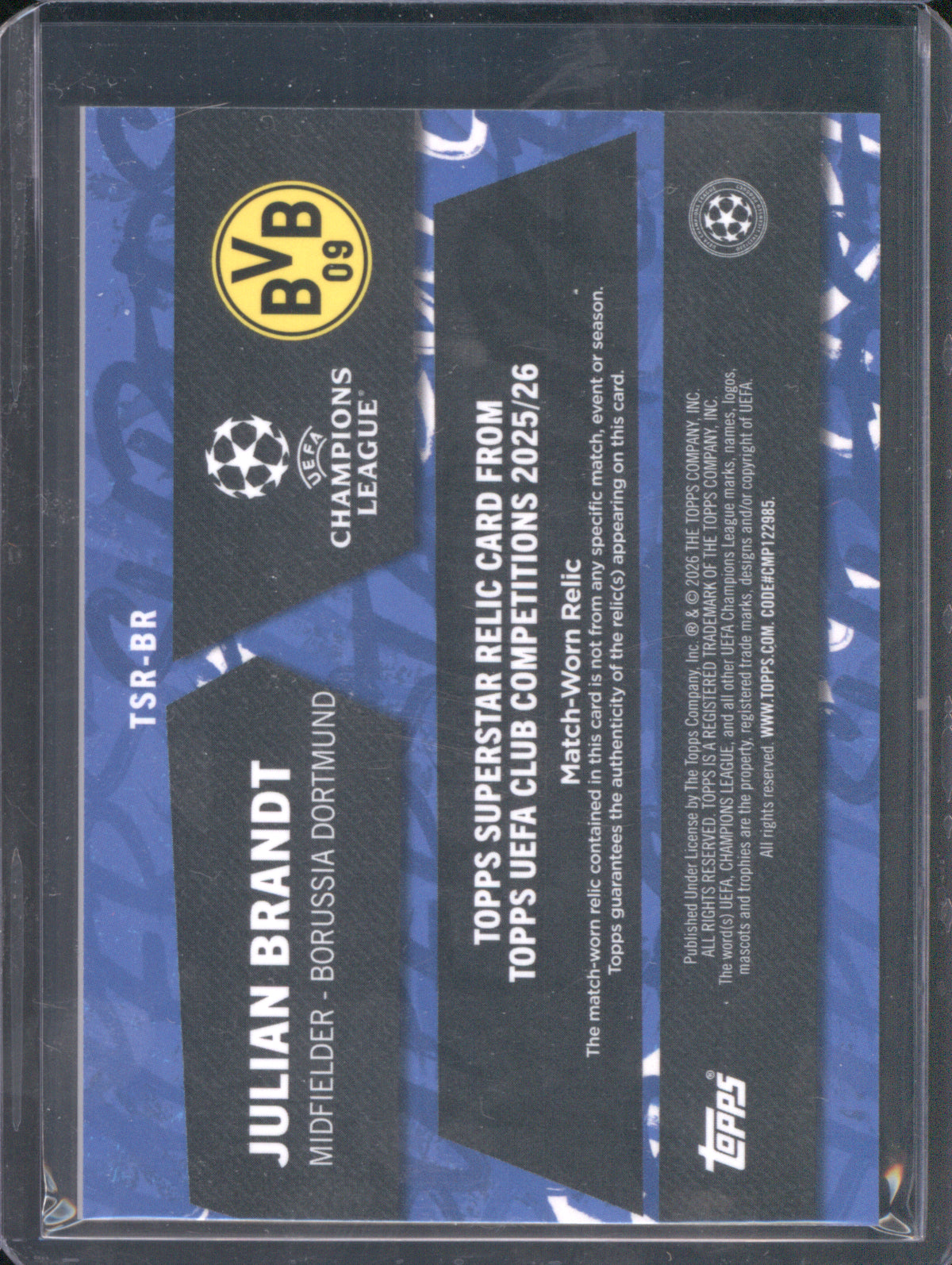 Julian Brandt 2025 Topps UEFA Club Competitions #TSR-BR Superstar Relic