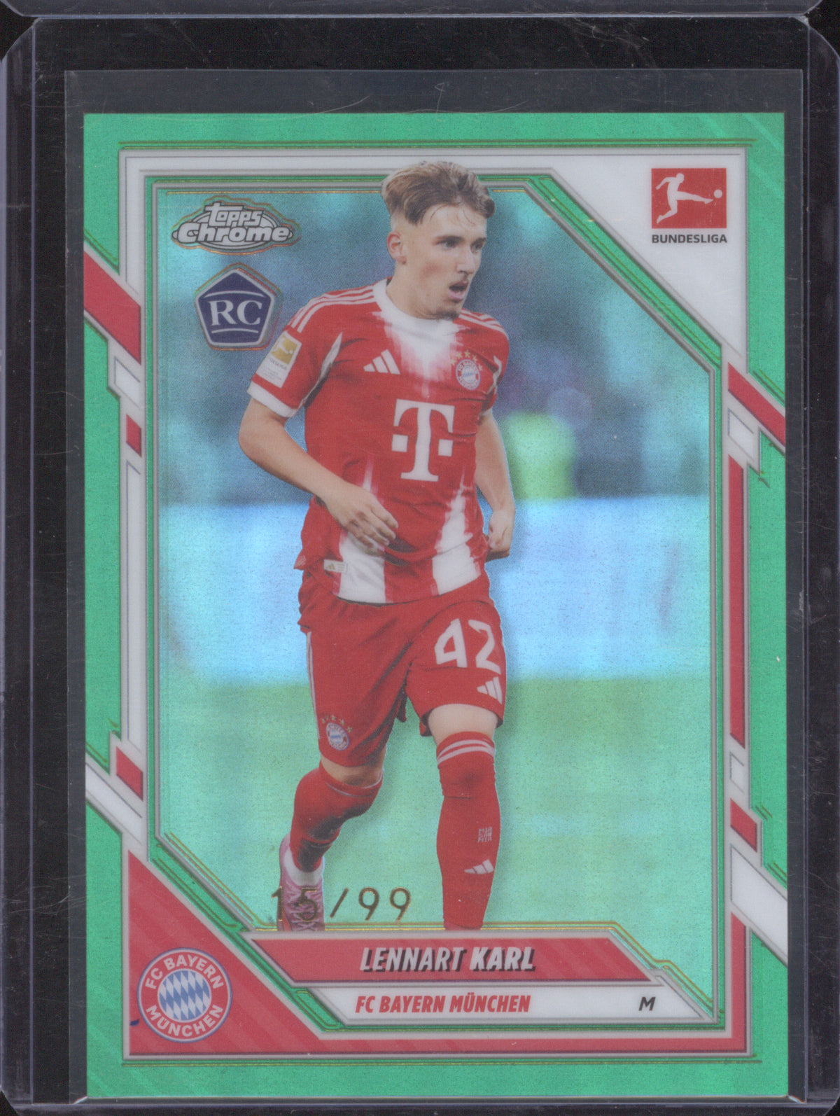 2025-26 Topps Chrome Bundesliga 82 Lennart Karl Green Refractor 15/99 RC